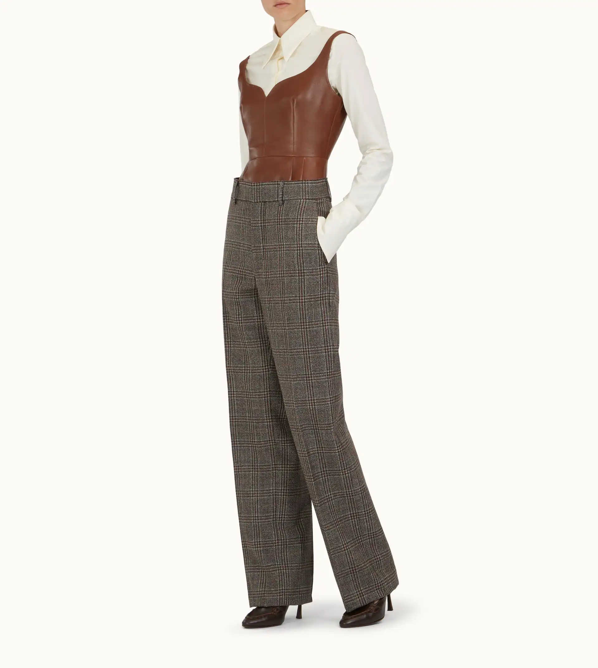 TROUSERS IN WOOL - GREY, RED - 2