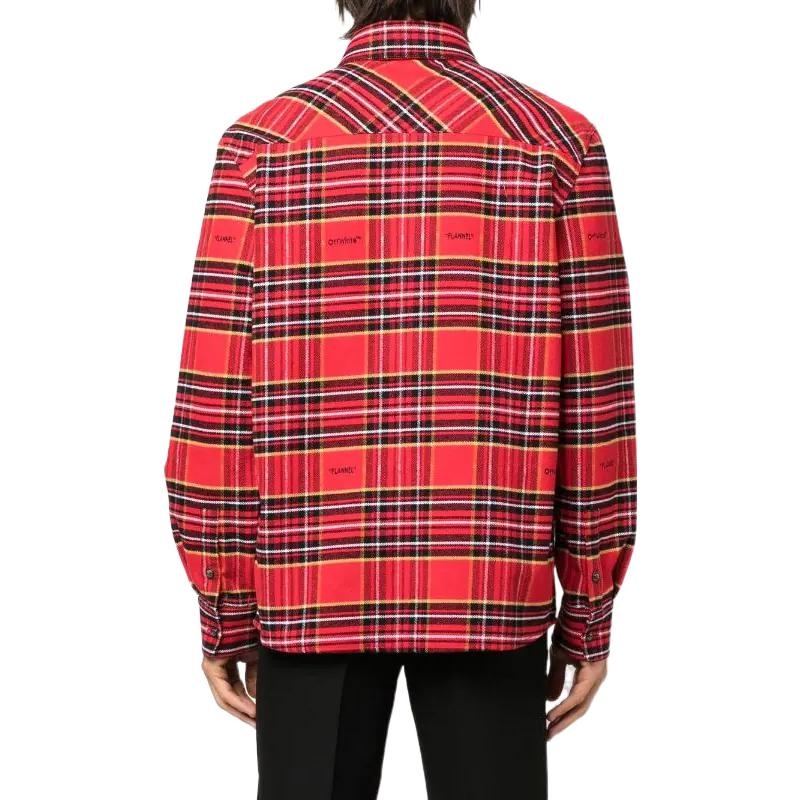 Off-White FW22 Stripe Lapel Long Sleeves Red Shirt OMGA227F22FAB0012510 - 4