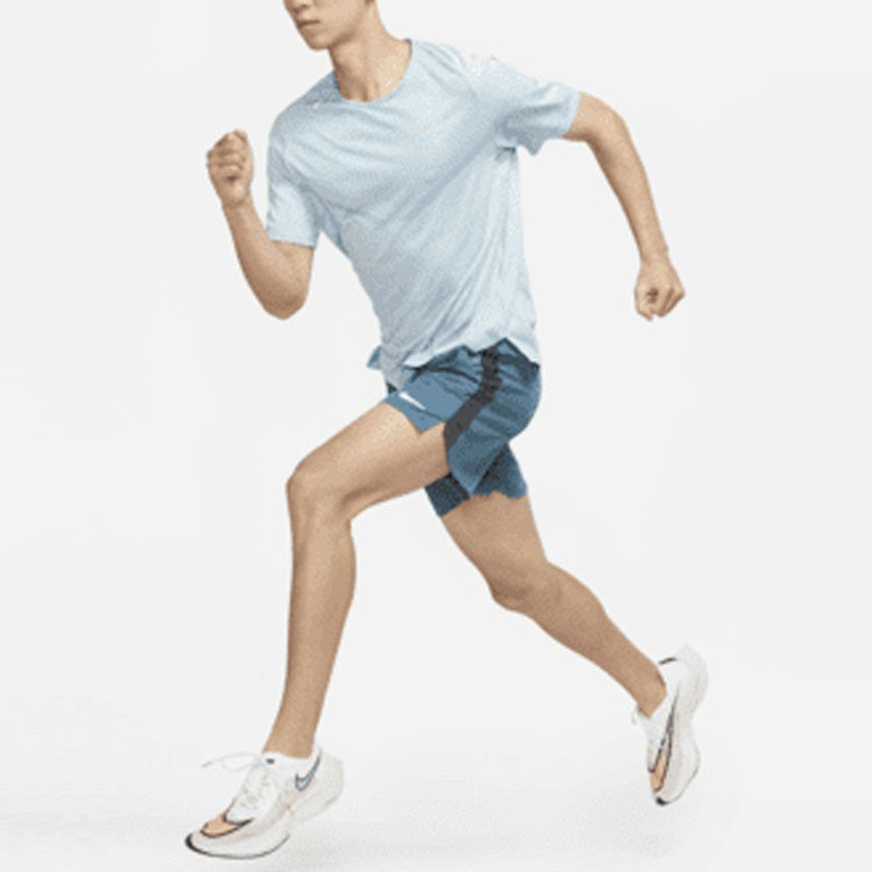 Nike Dri-FIT ADV TechKnit Ultra Solid Color Reflective Running Sports Short Sleeve Light Blue Gray D 3