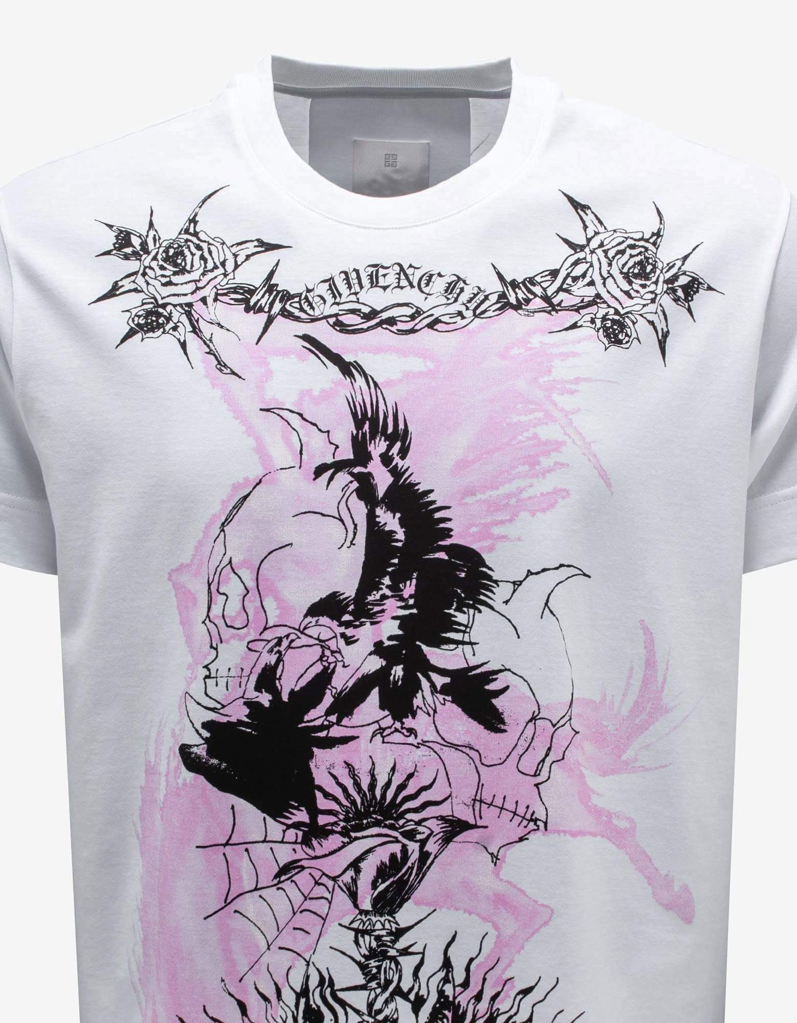 Givenchy White Gothic Print Oversized T-Shirt - 3