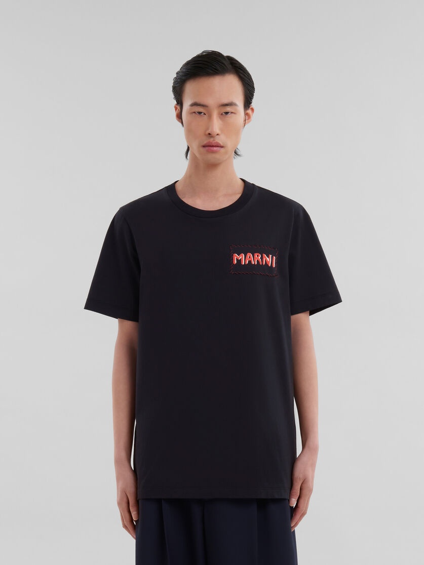 Marni logo-patch Cotton T-shirt | Blue | FARFETCH
