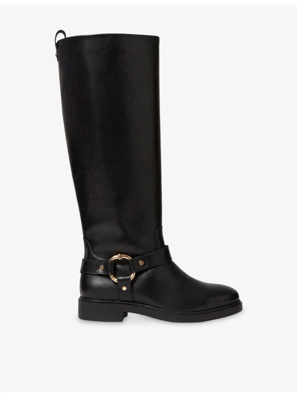 Buckle-Hardware Leather Knee-High Boots - 1
