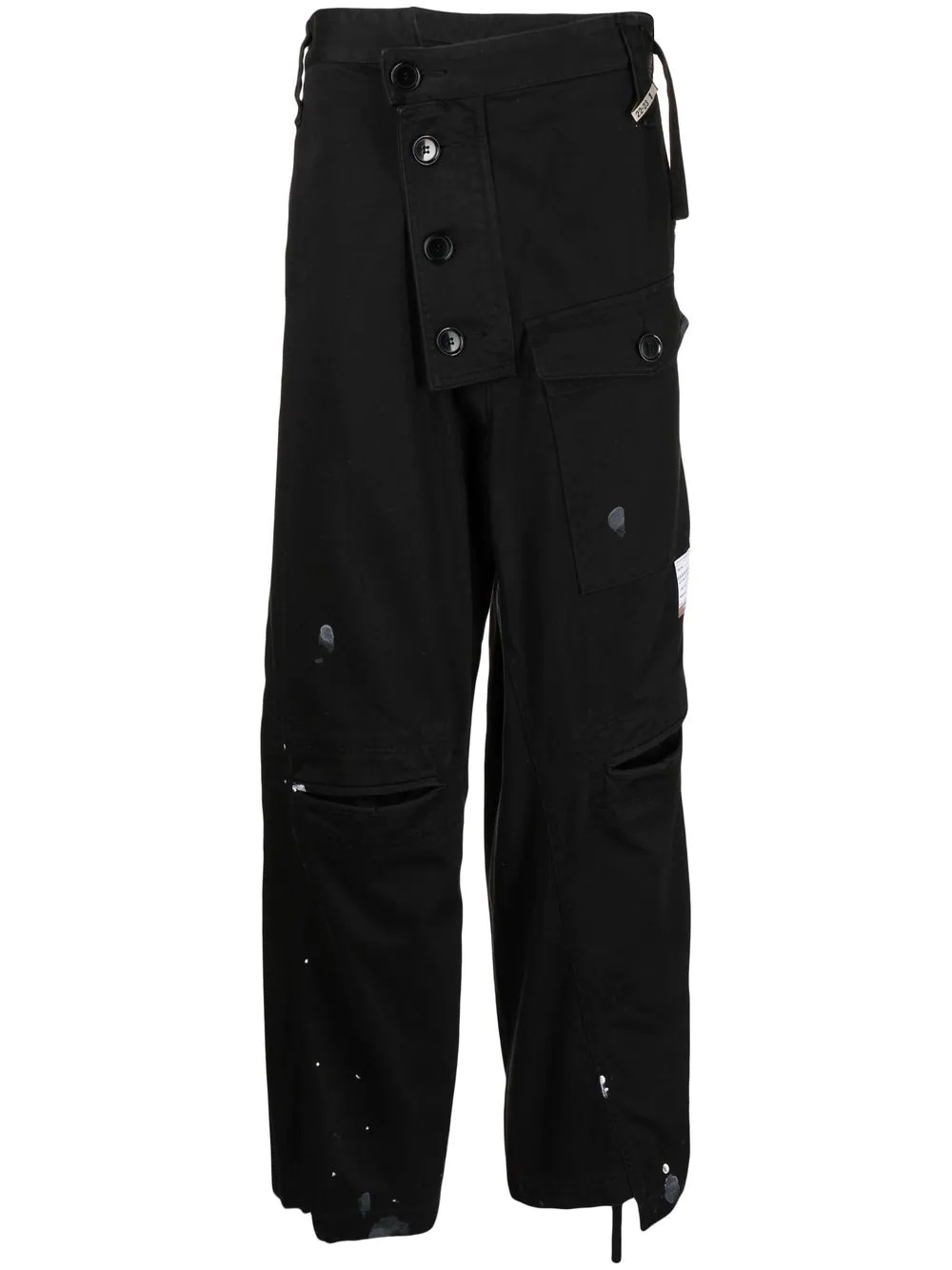 asymmetrical straight-leg cargo trousers - 1