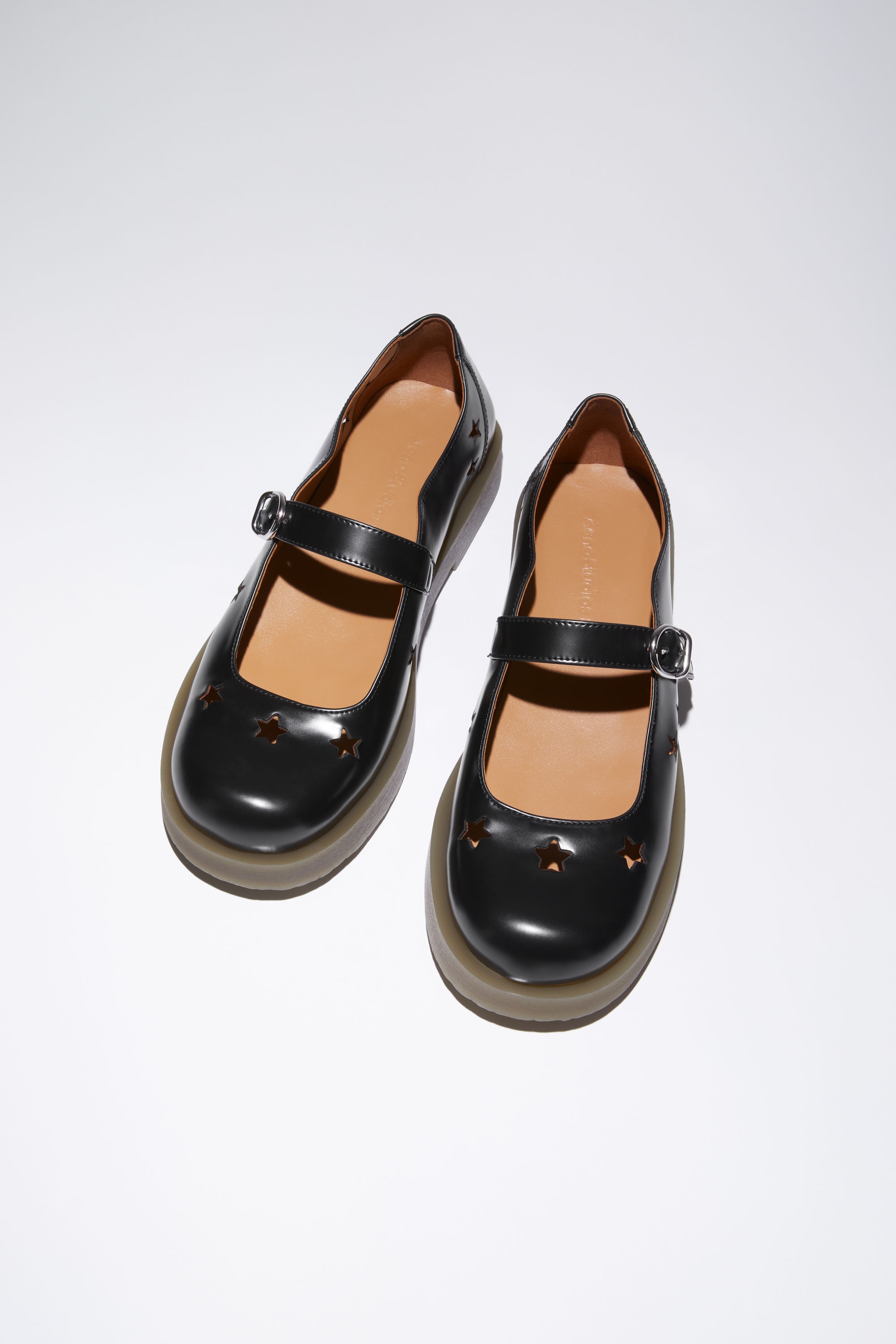 Leather buckle shoes - Black/amber - 3