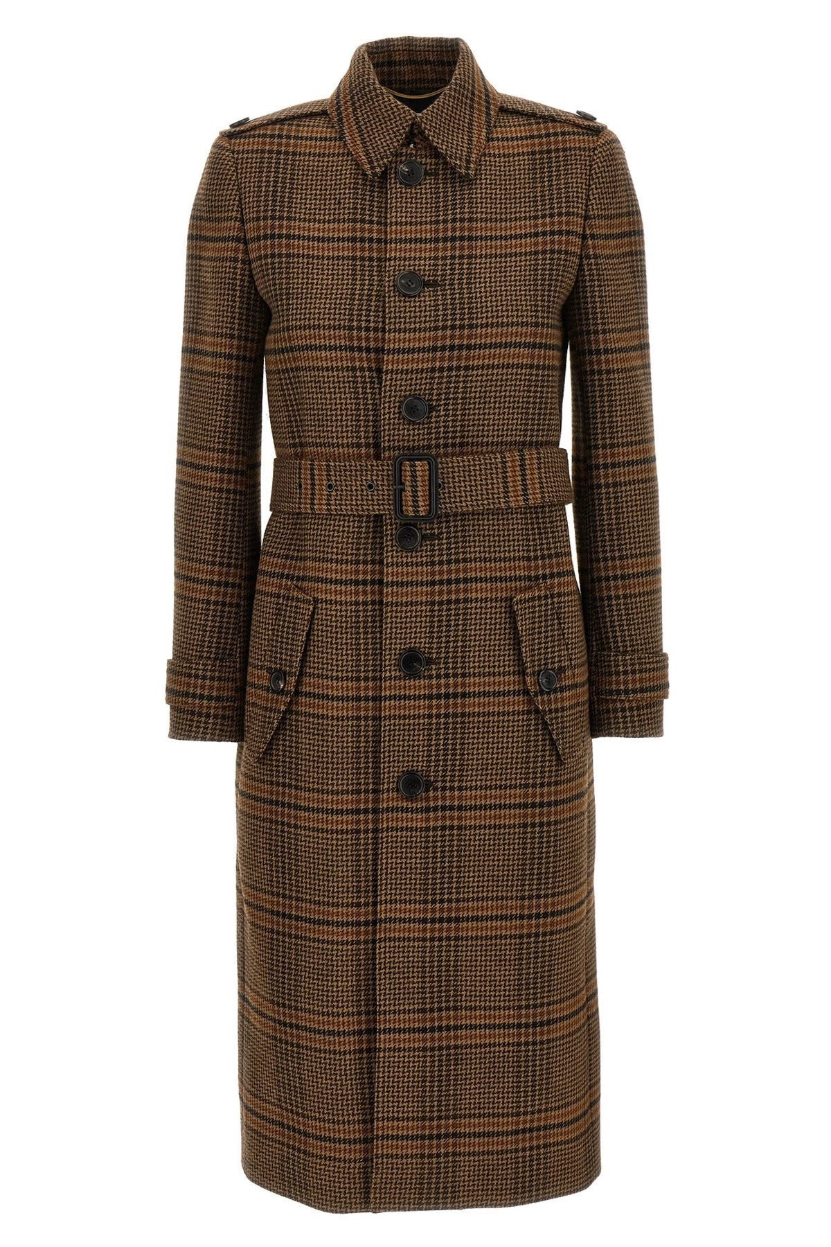 Saint Laurent Women Prince Of Wales Wool Coat - 1