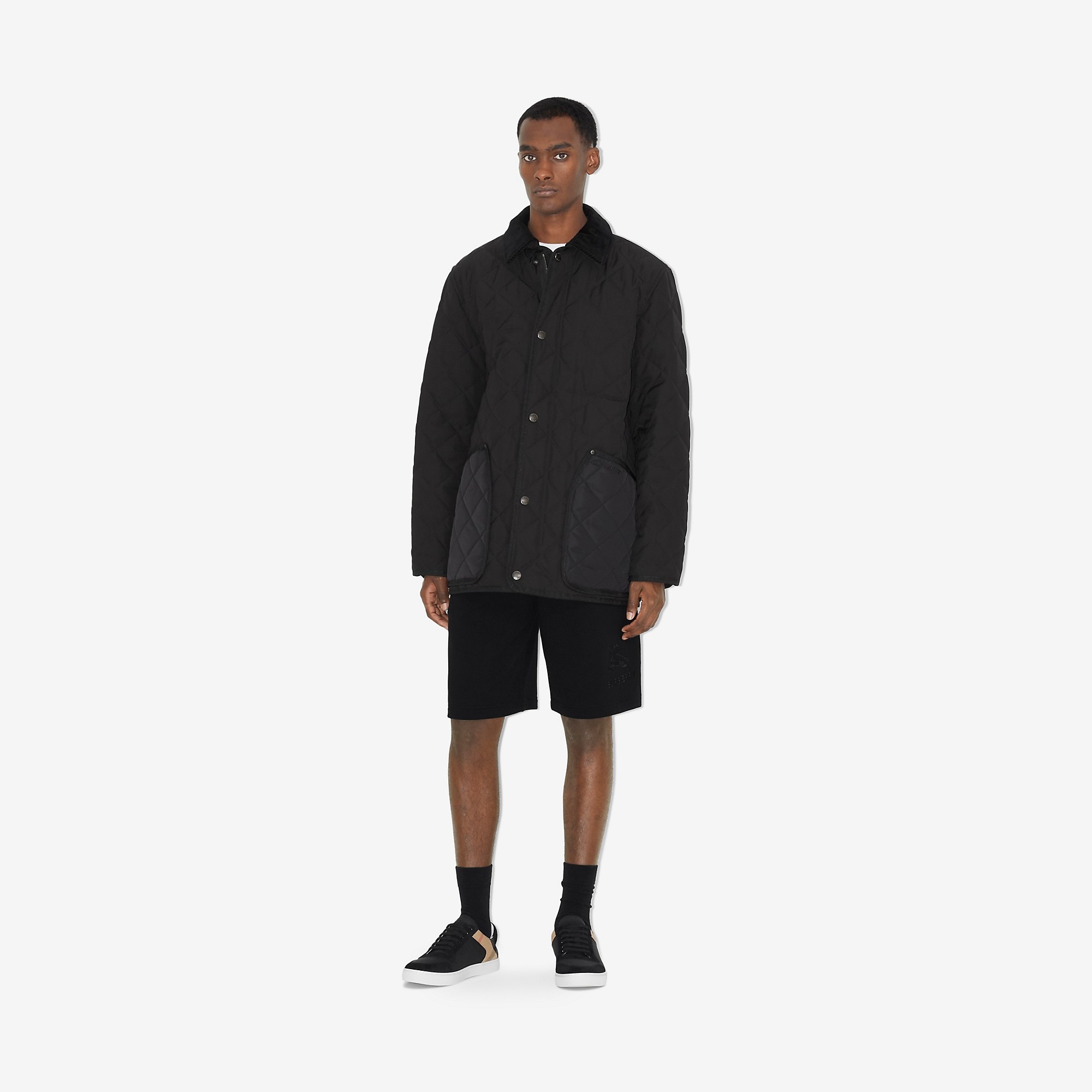 Corduroy Collar Diamond Quilted Barn Jacket - 2