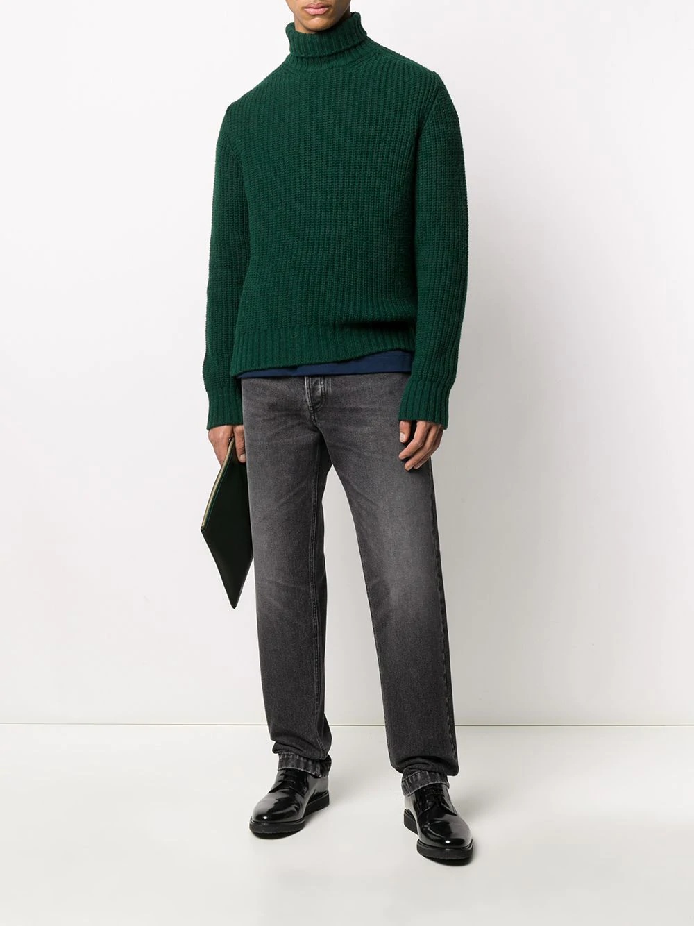 funnel neck ribbed jumper - 2