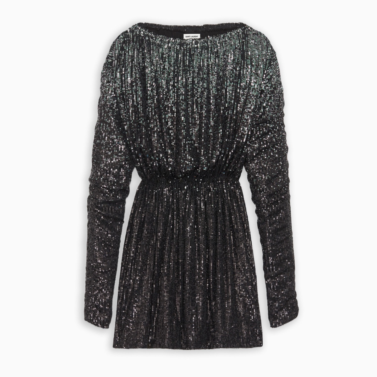 Black sequined gathered mini dress - 1