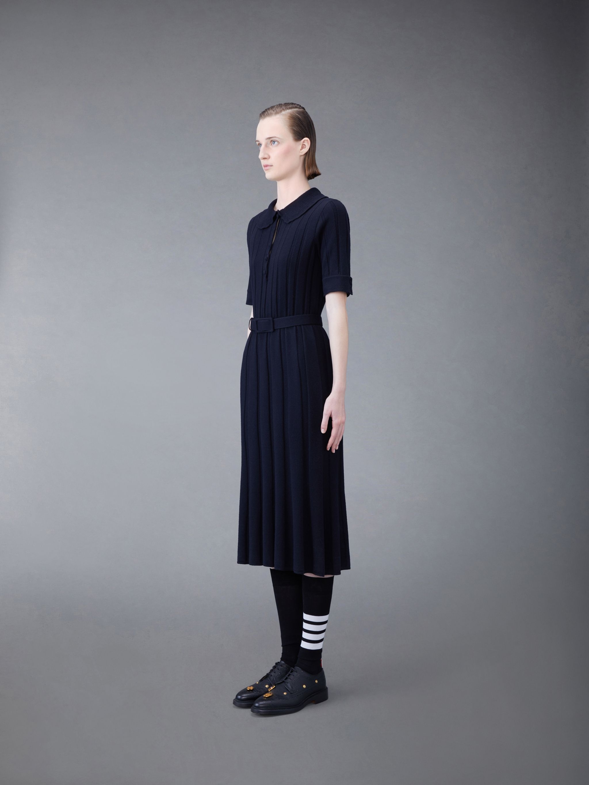 Wide Rib Boiled Merino Polo Dress - 2