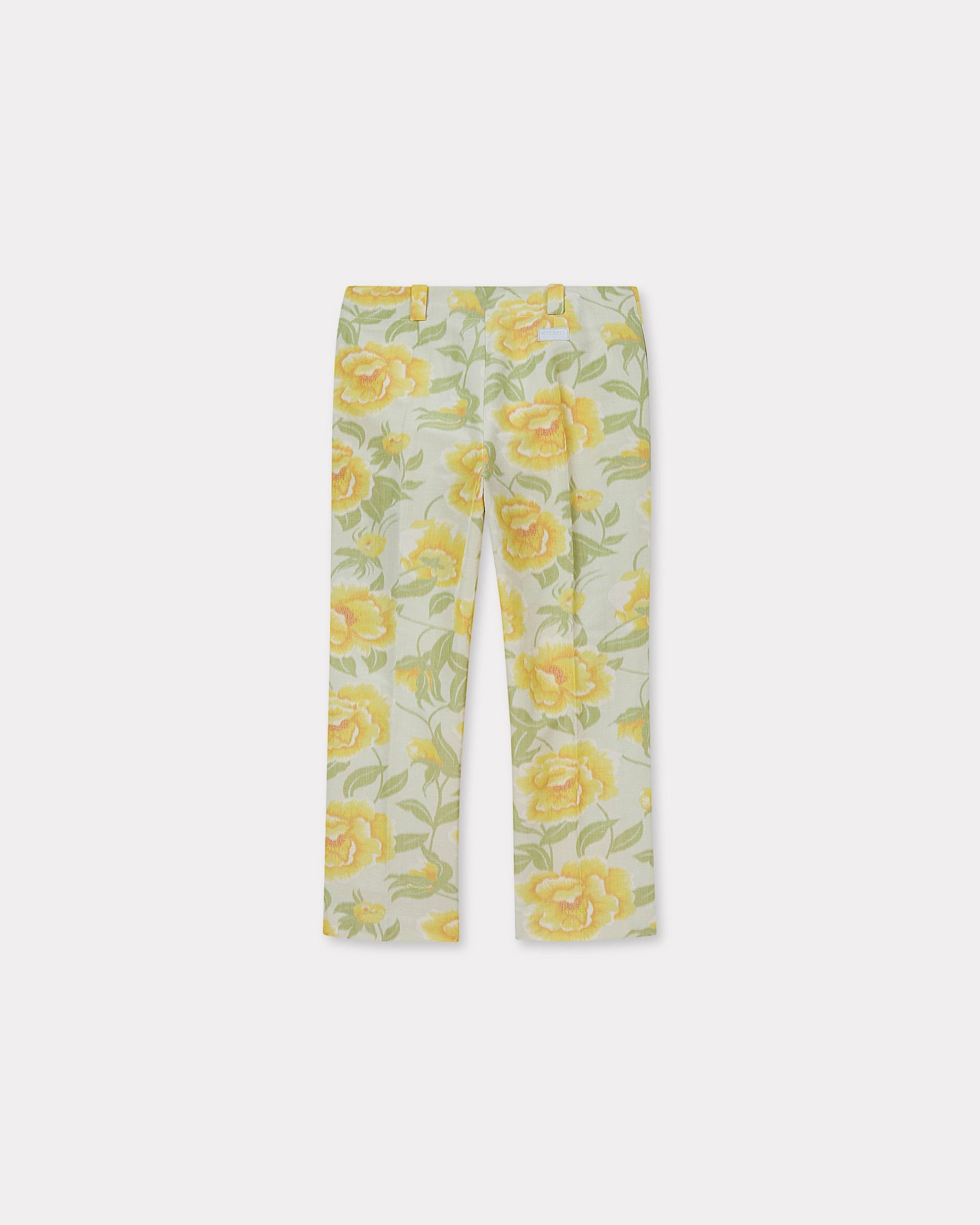 パンツ KENZO 'Kenzo Peonies' pants KENZO 'KENZO Peonies' cropped pants in cotton linen jacquard