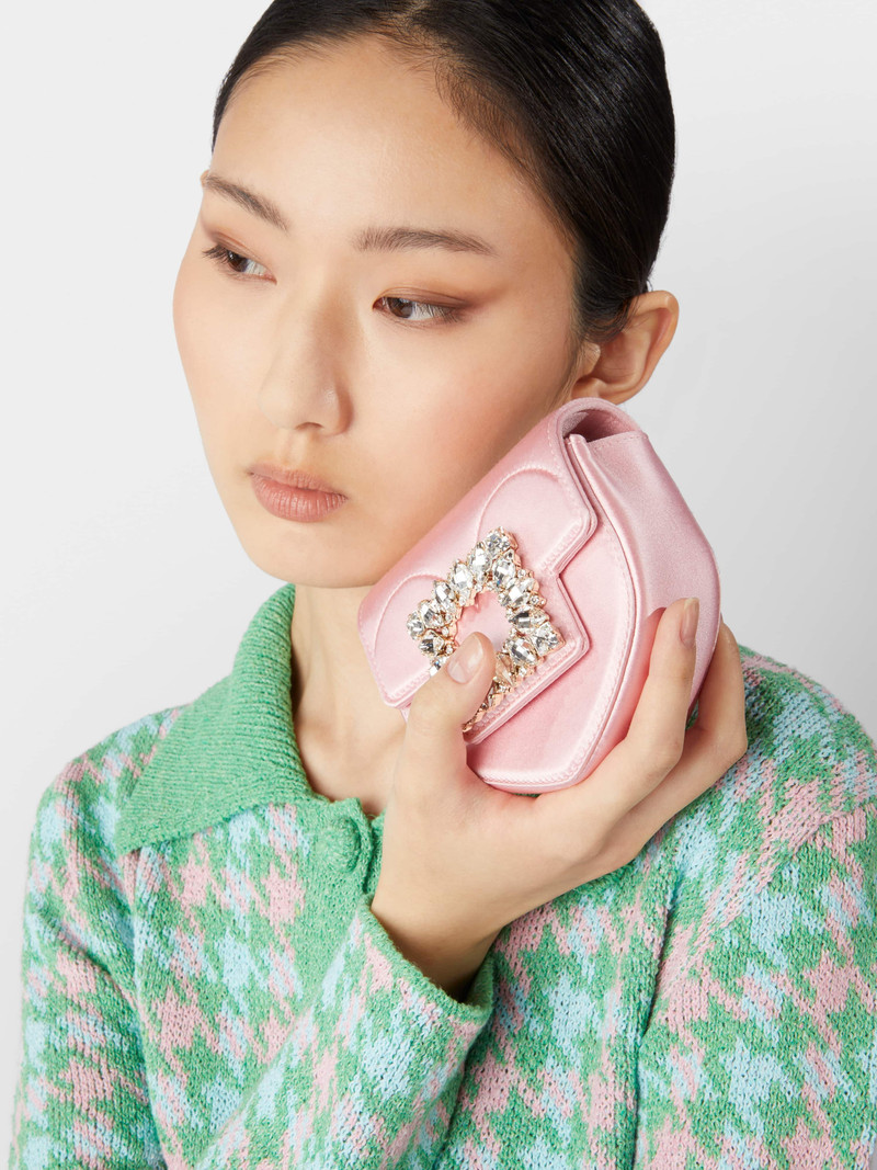 Clutch Love Strass Buckle Micro Clutch Bag in Satin 7