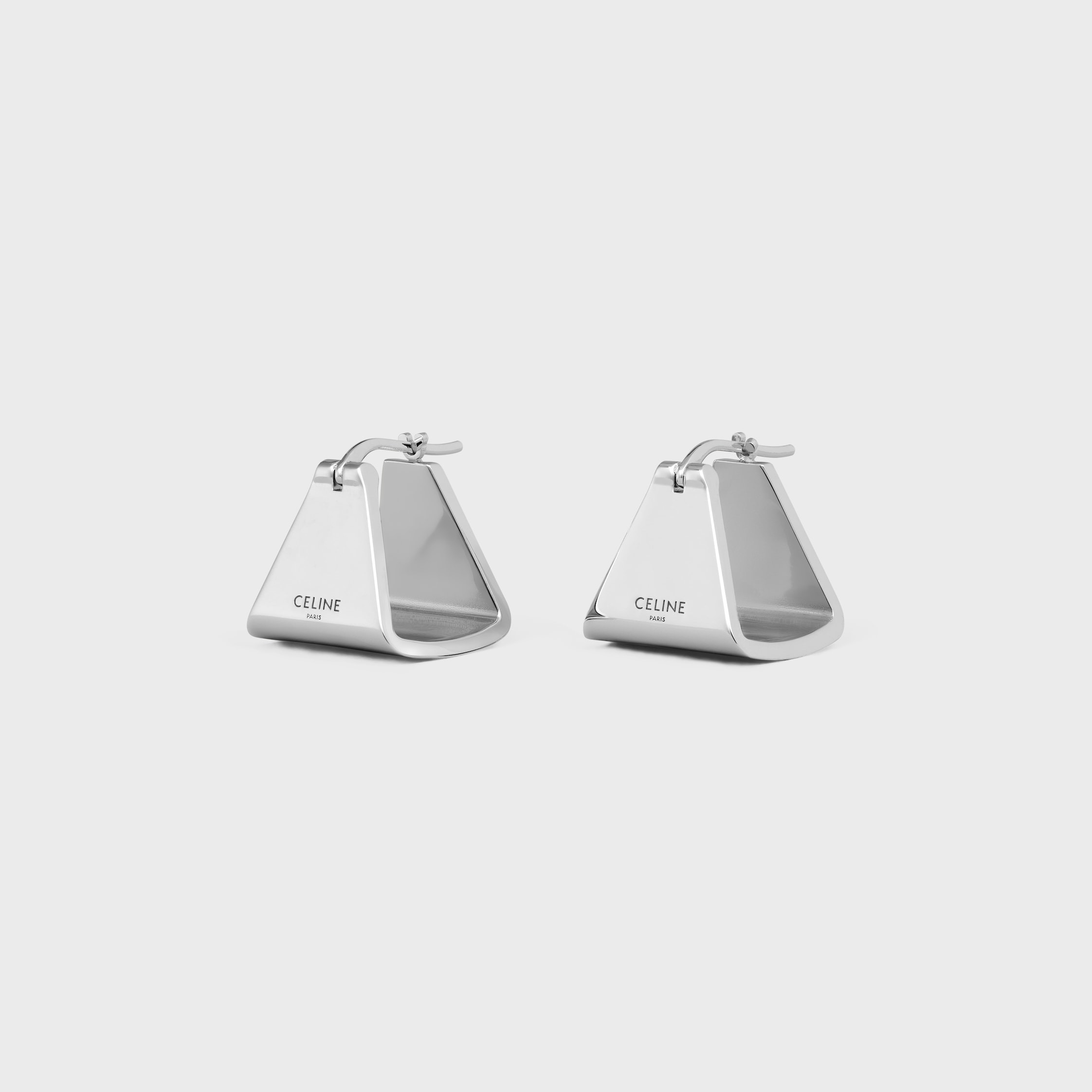 Formes Abstraites Pyramid Hoops in Brass with Rhodium Finish - 2