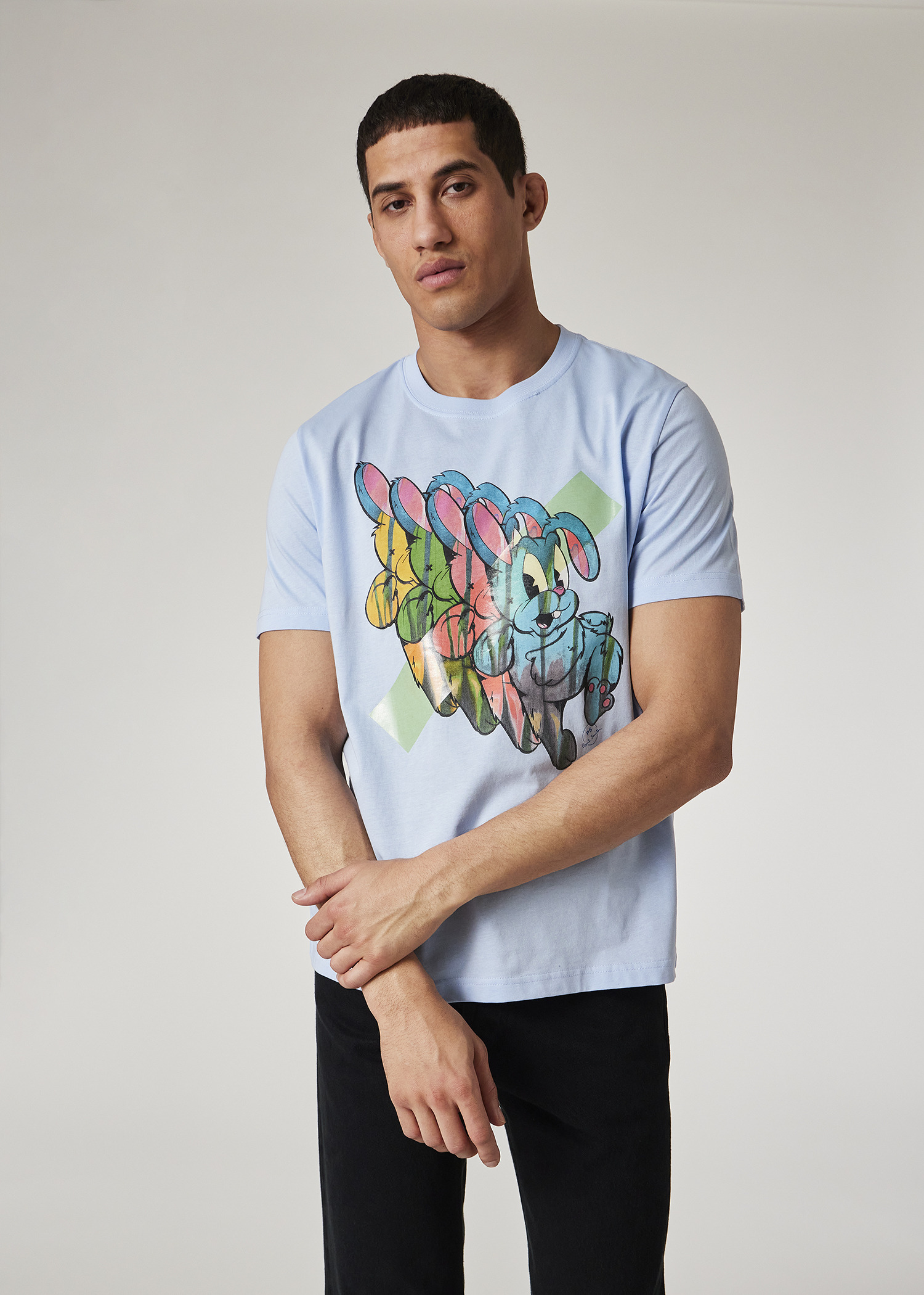 Light Blue 'Bunny Repeat' Print T-Shirt - 4