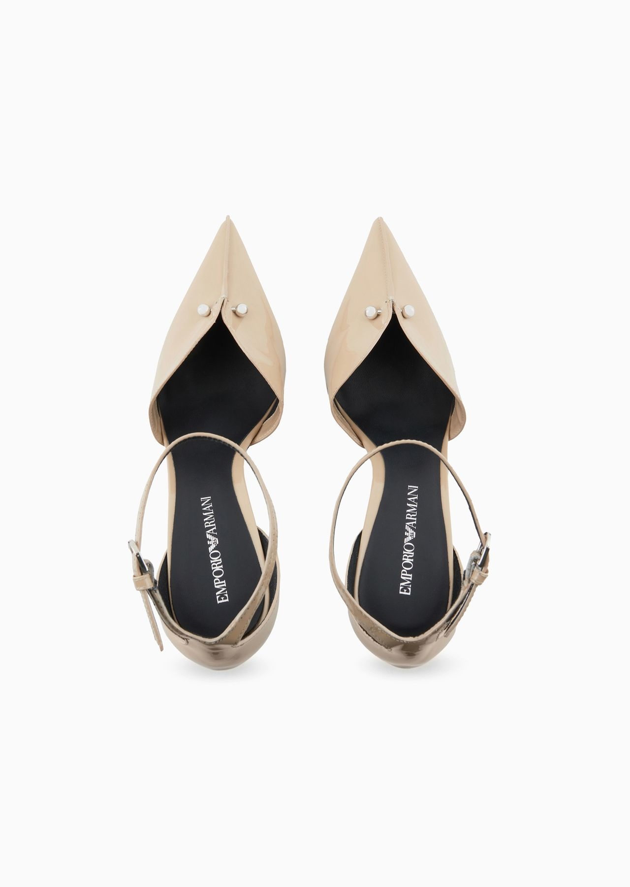 Patent-leather pointed court shoes with strap and piercing - 3