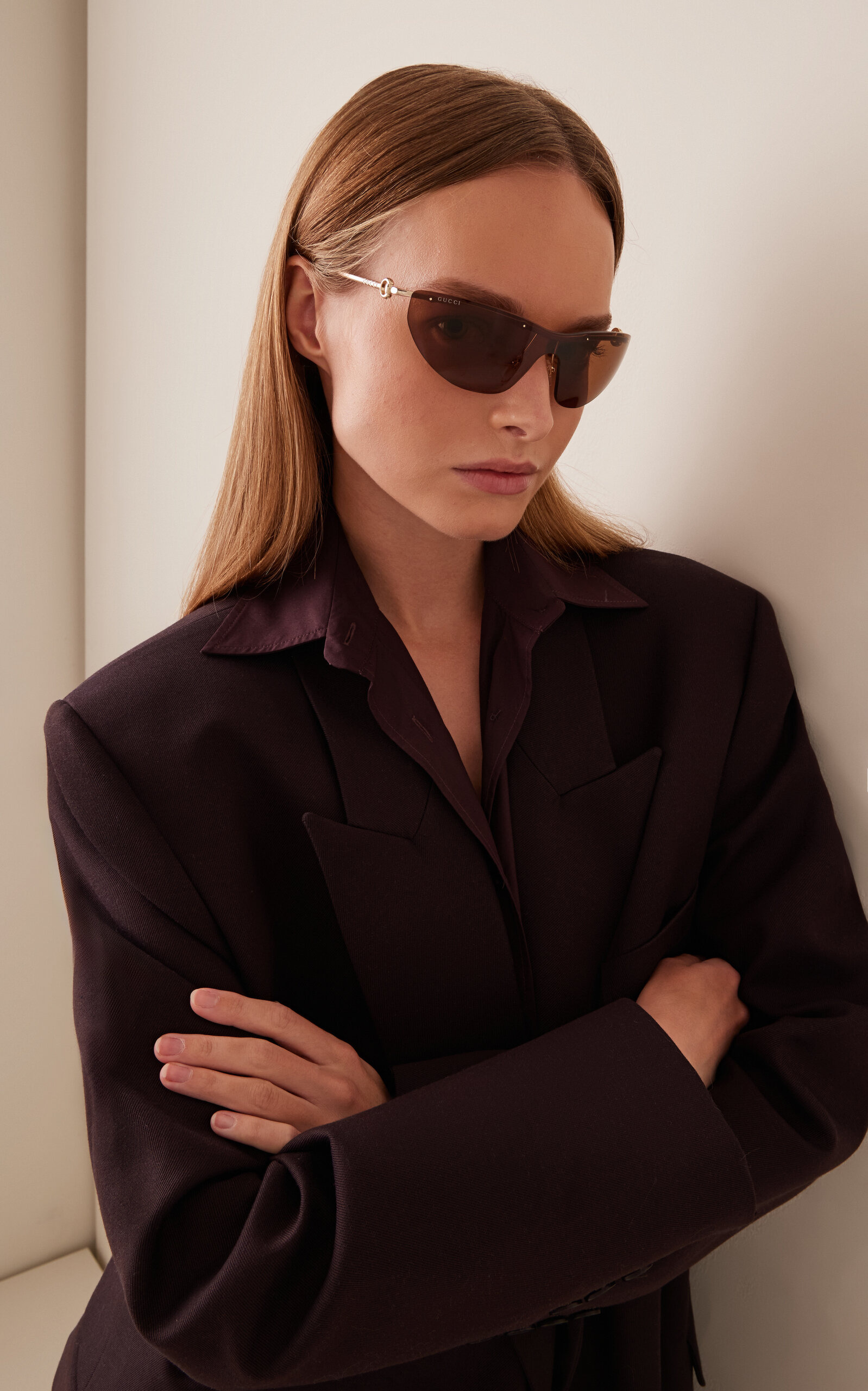 Mask-Frame Metal Sunglasses brown - 2