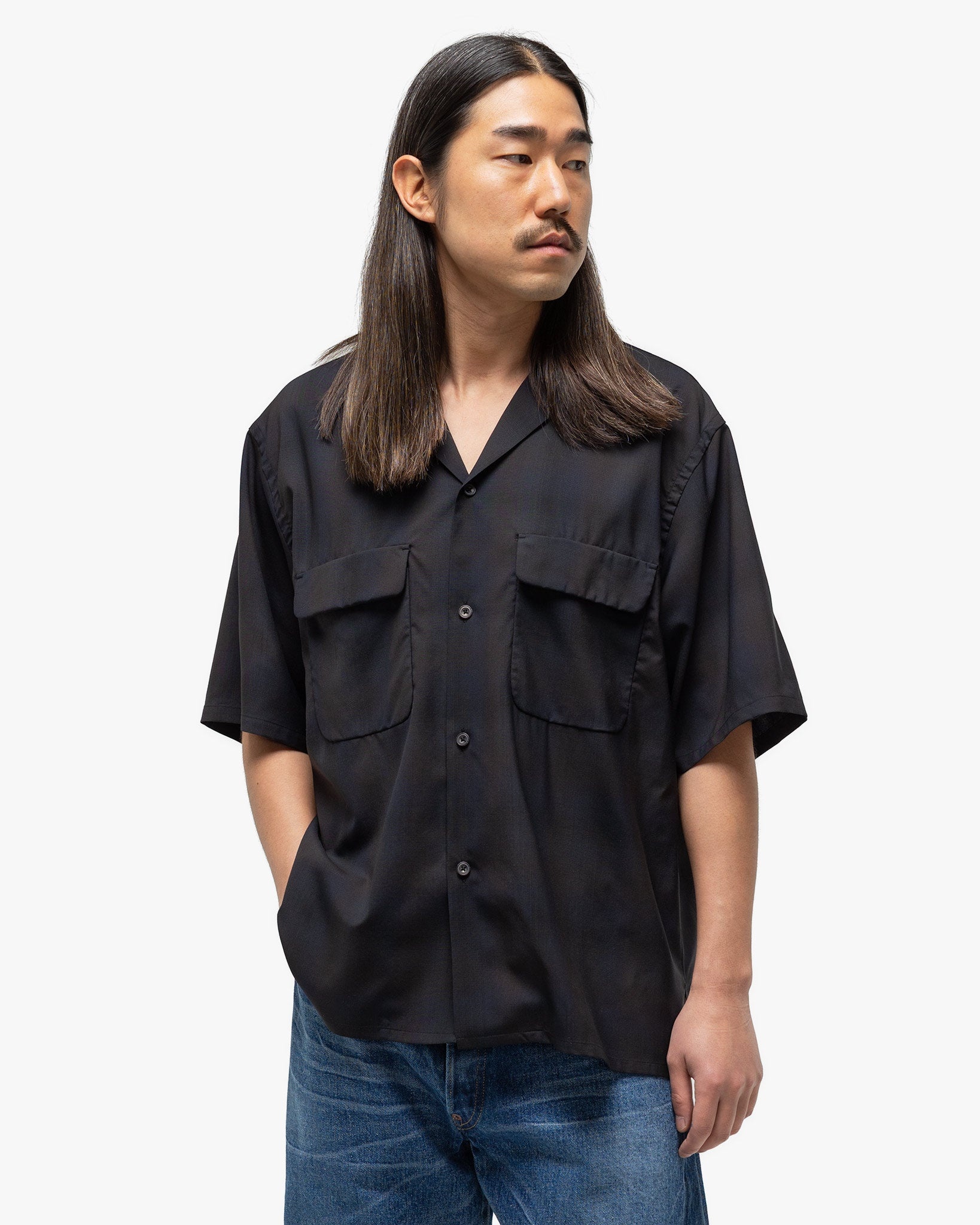 Open Collared SS Shirt Dark Ombre - 4