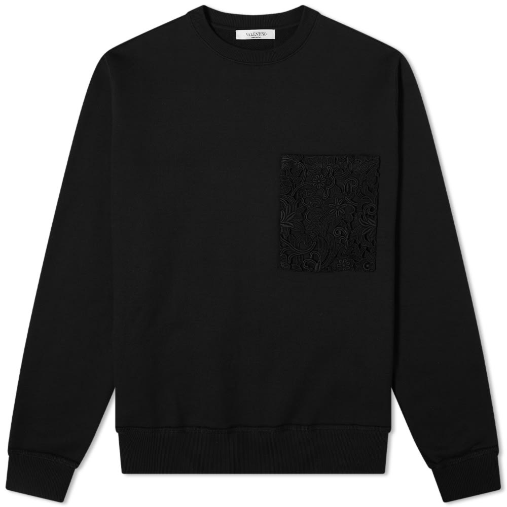 Valentino Macrame Pocket Back Logo Crew Sweat - 1