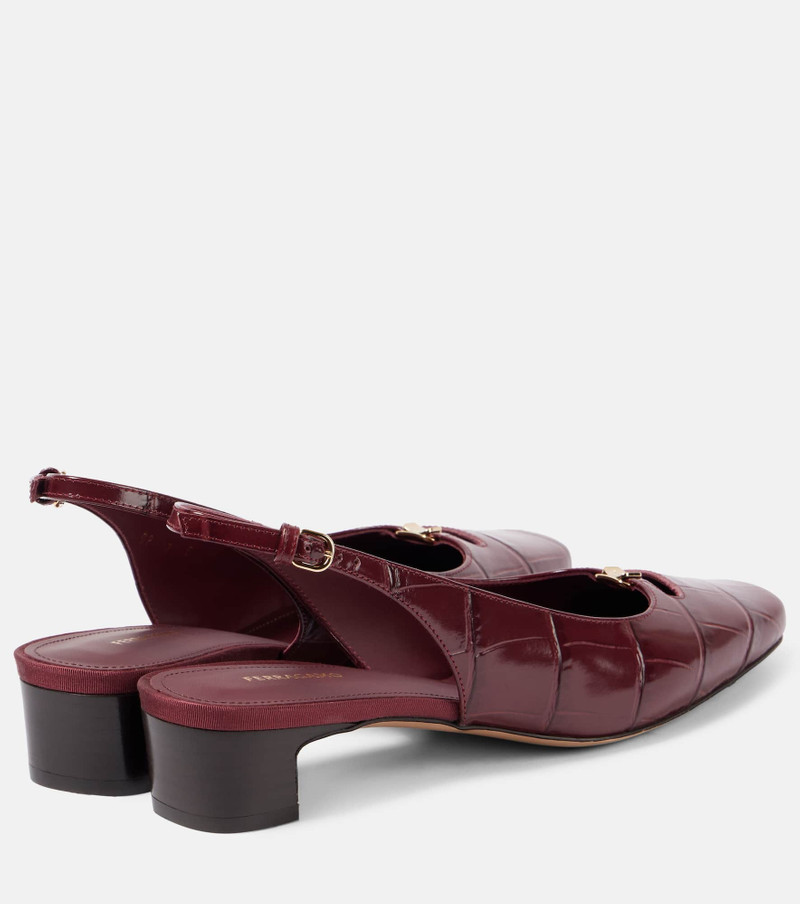 FERRAGAMO Croc-effect leather slingback pumps outlook