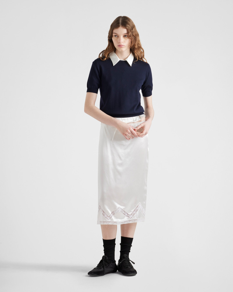 Prada Embroidered satin skirt outlook