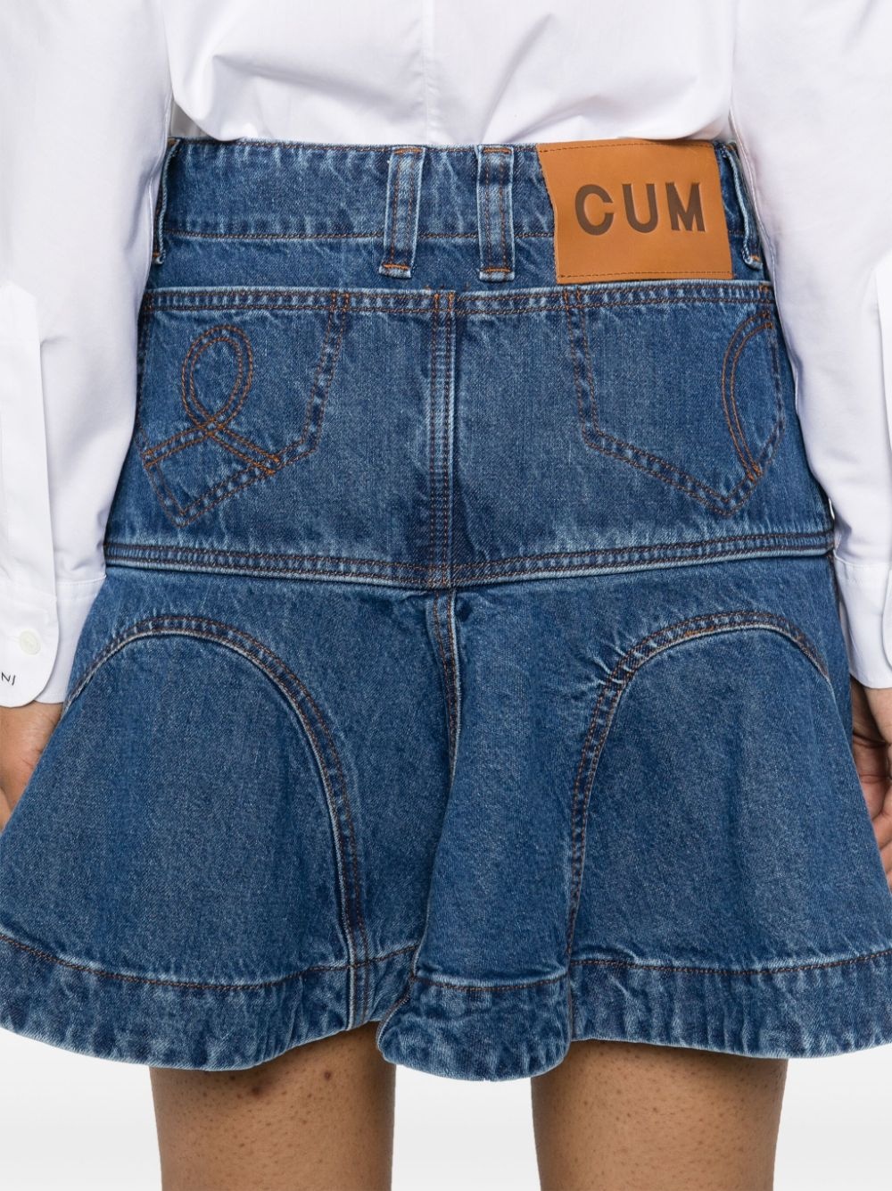 flared denim miniskirt - 5