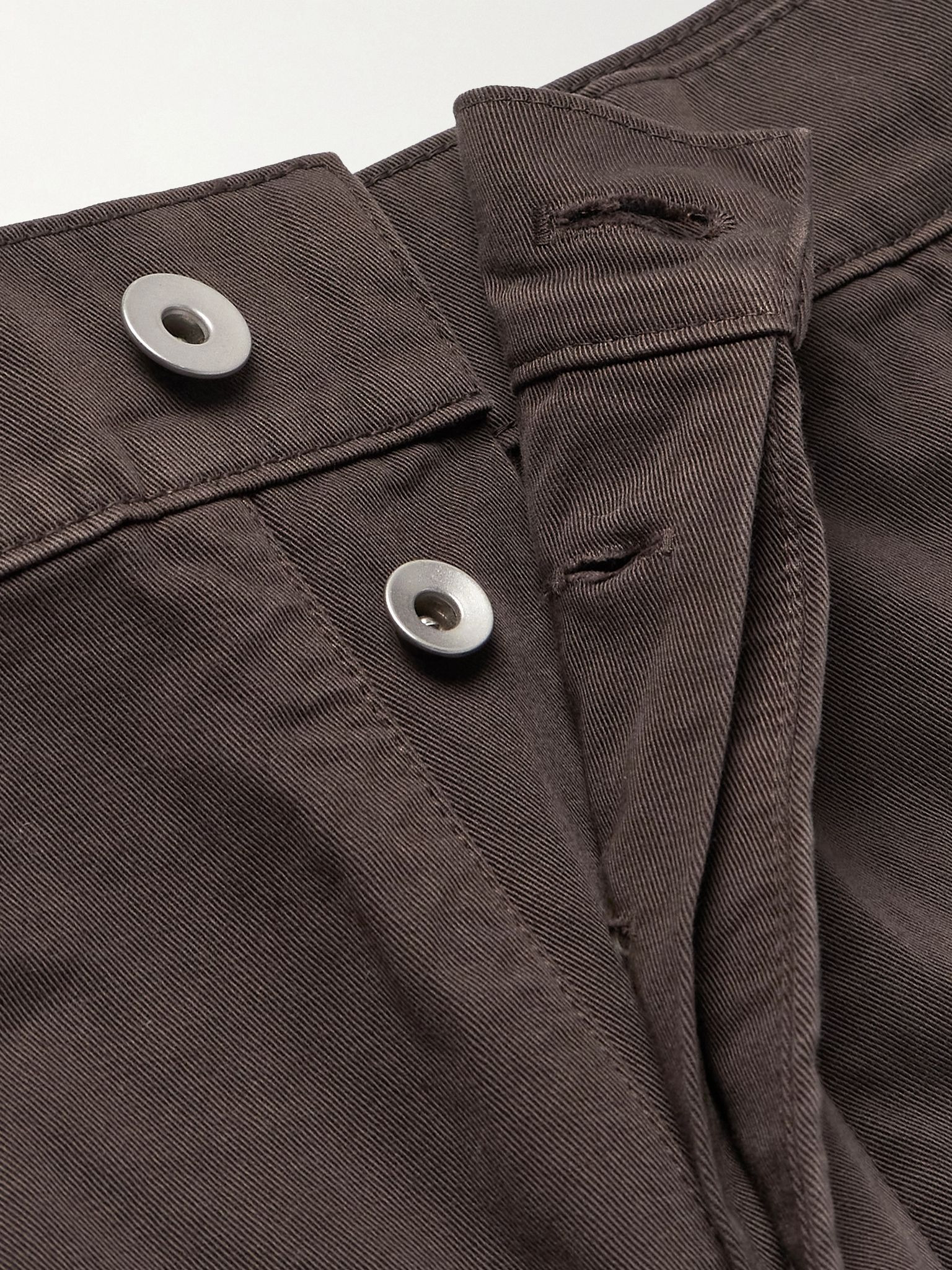 Stefan Wide-Leg Cotton-Twill Cargo Trousers Brown - 6