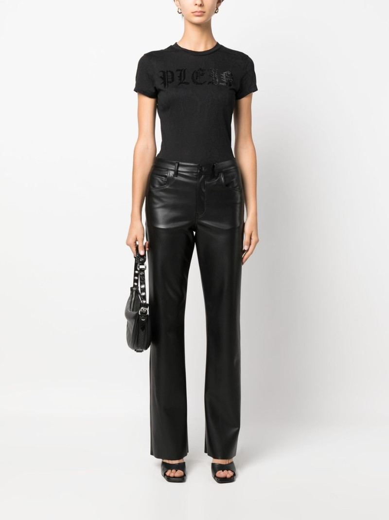 PHILIPP PLEIN rhinestone-logo snake-print T-shirt outlook