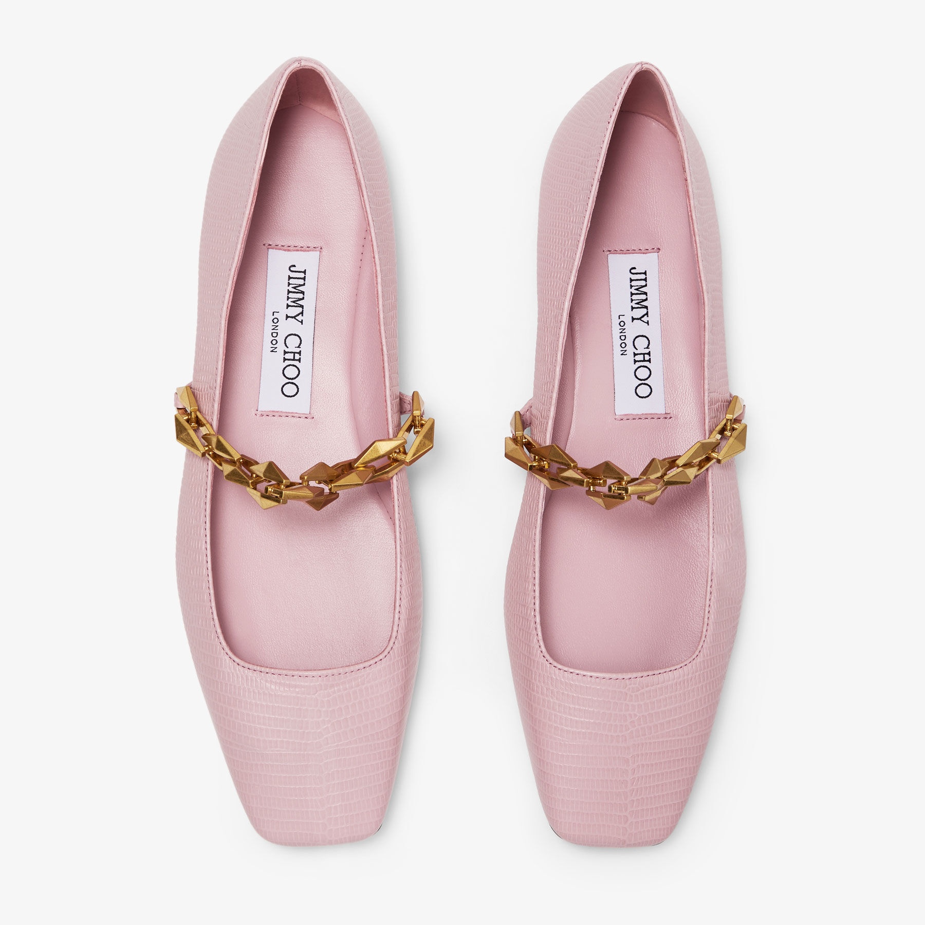 JIMMY CHOO Diamond Tilda Flat Rose Lizard Print Flats