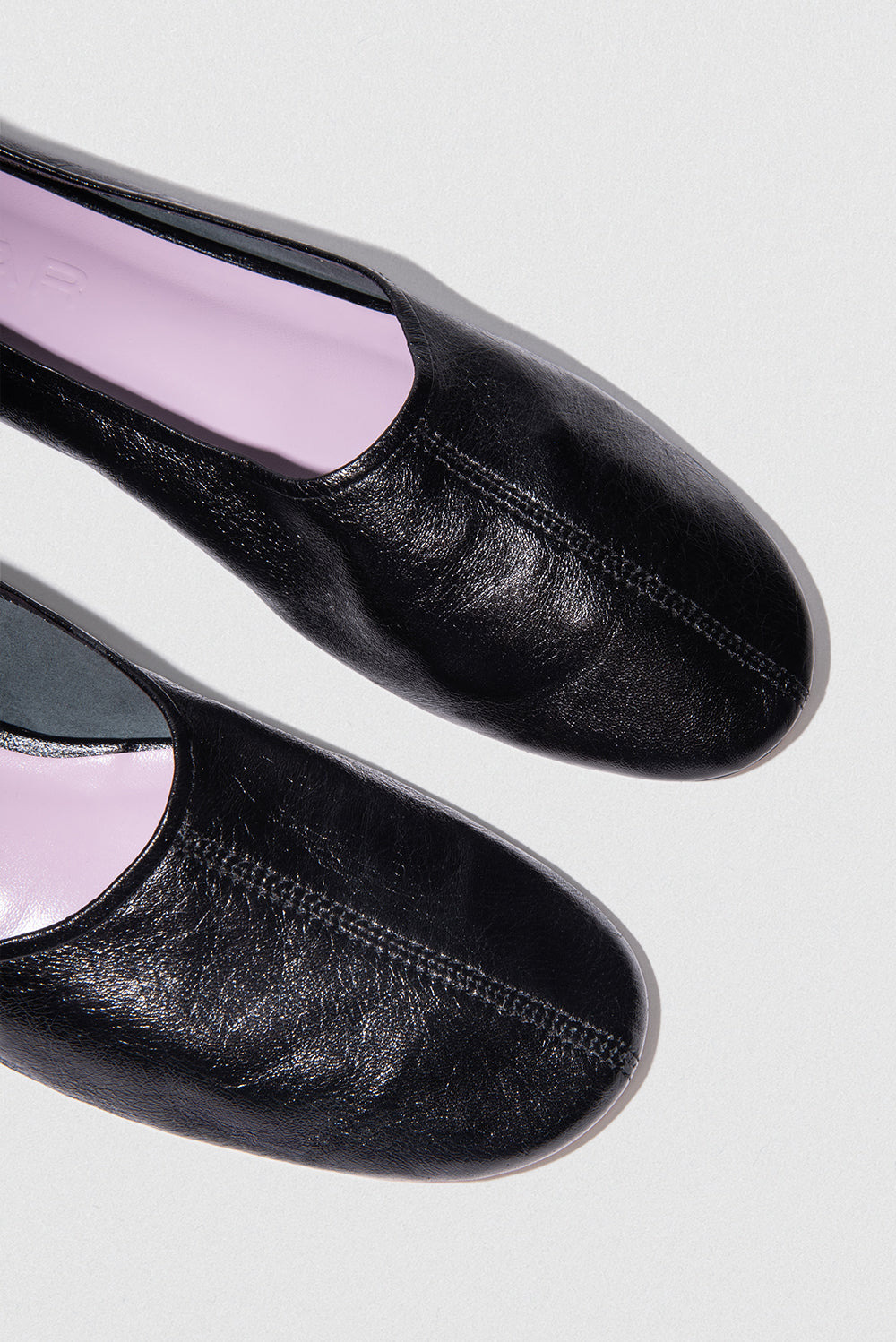 Prudence Black Creased Leather Ballet Flat - 3