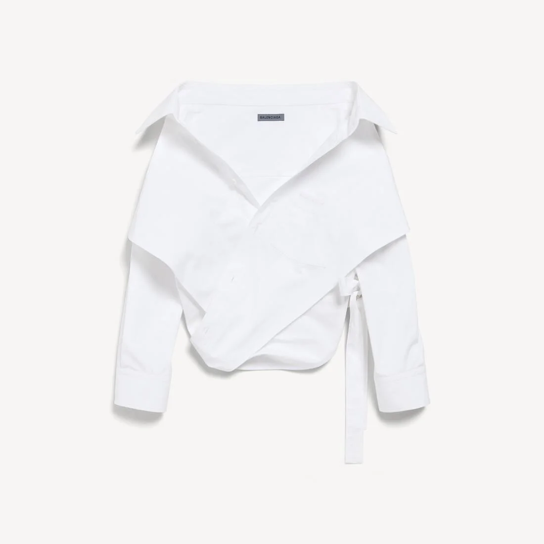 Women's Off-shoulder Wrap Shirt in White - 1
