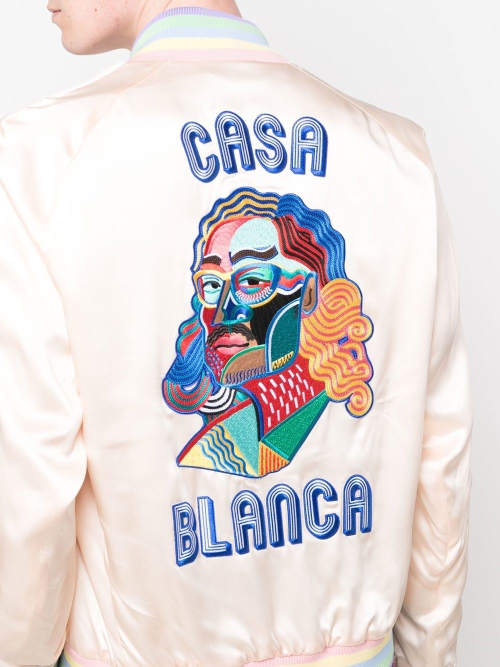 silk logo-embroidered bomber jacket - 5