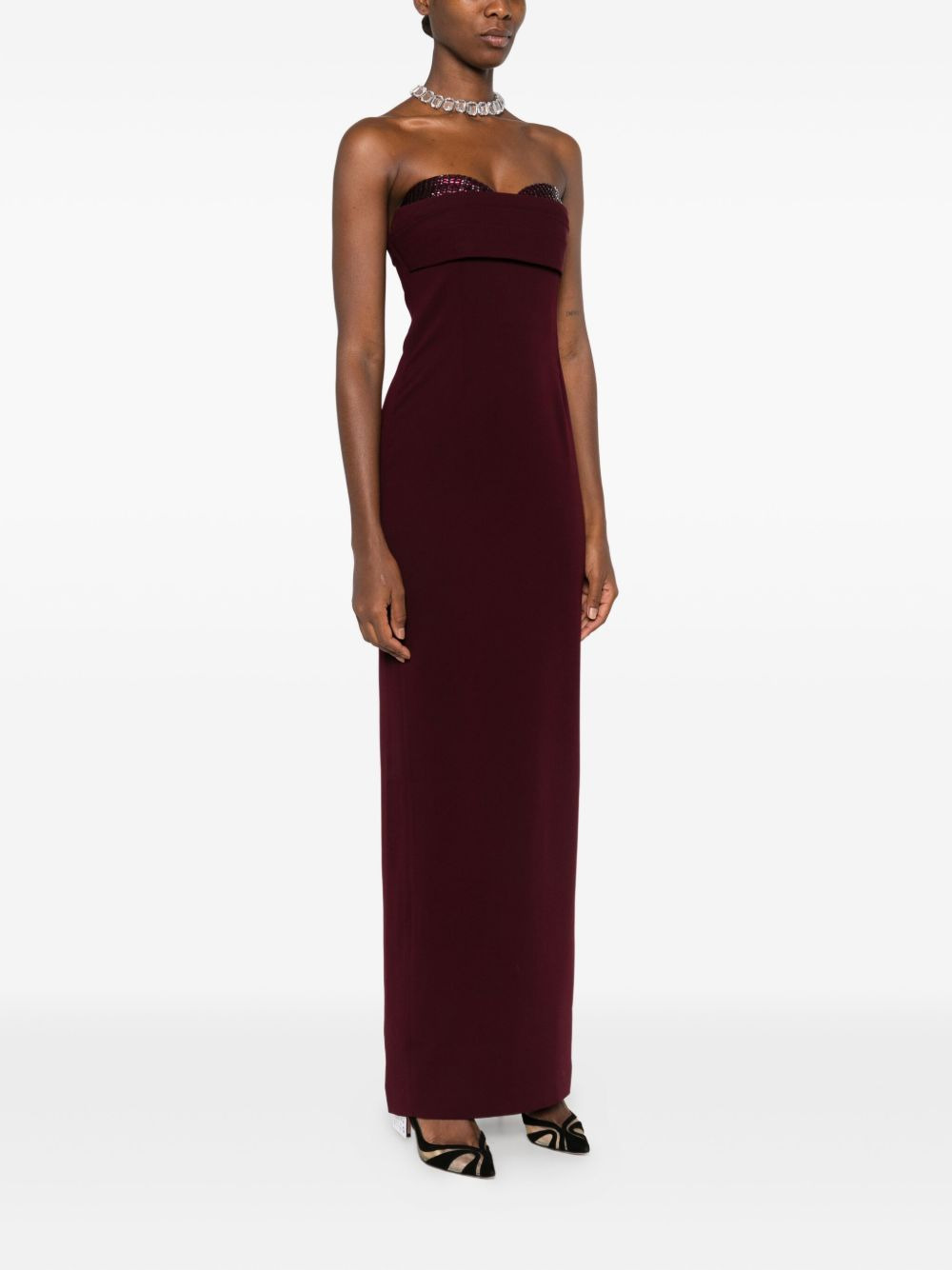 sequin-embellished strapless dress - 3