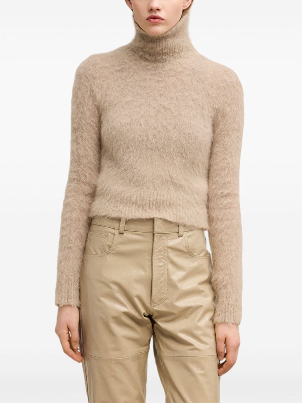 brushed-effect roll-neck jumper - 5