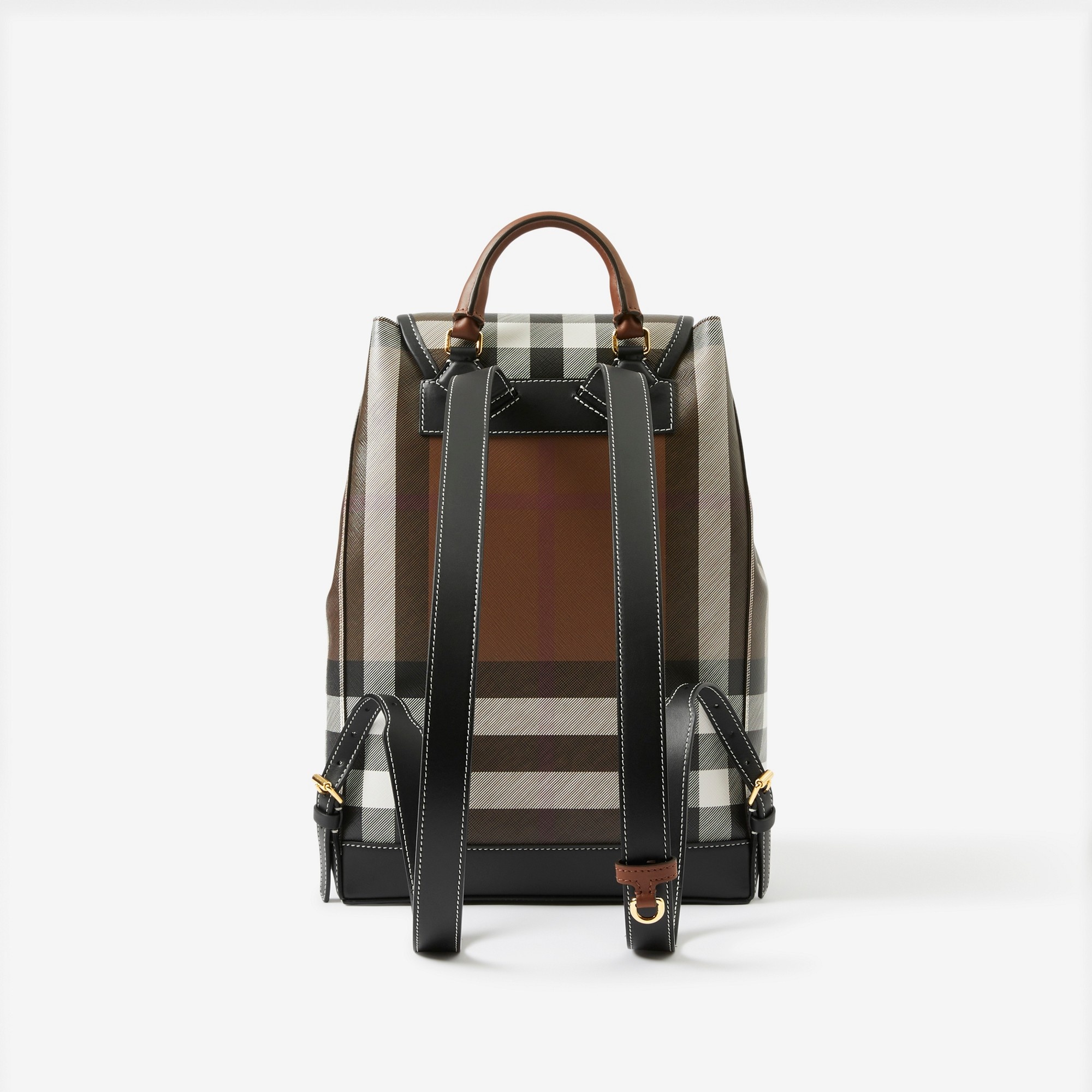 Check and Leather Backpack - 3