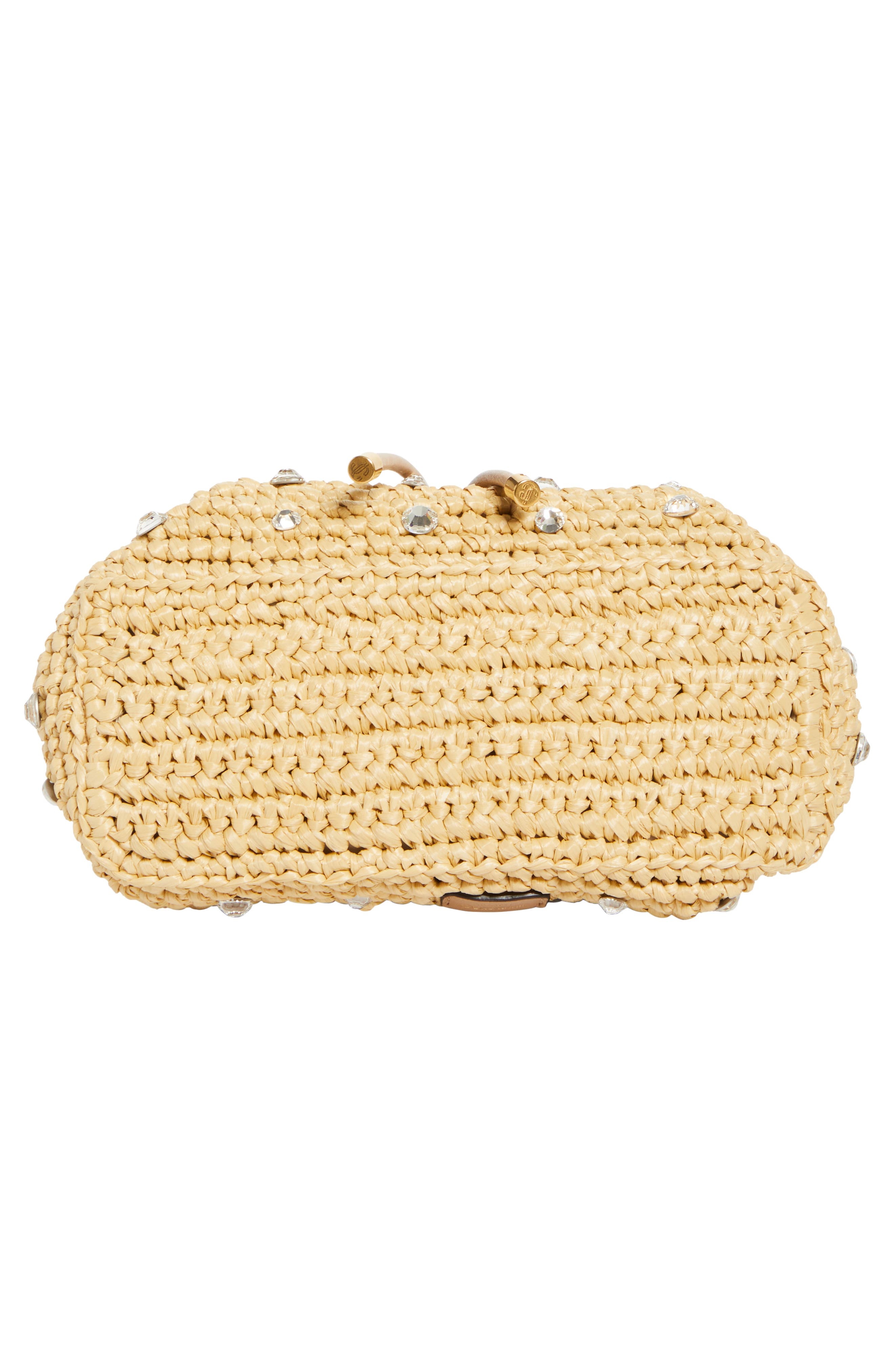 Jimmy Choo Small Cinch Crystal Embellished Raffia Bucket Bag in Natural/Gold at Nordstrom - 7