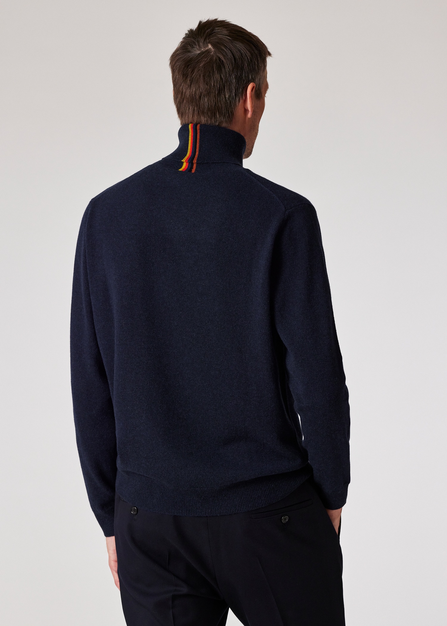 Navy Cashmere Roll Neck Sweater - 4