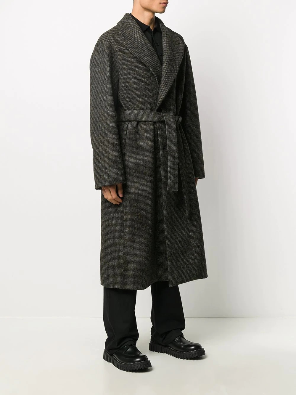 belted virgin wool coat - 3