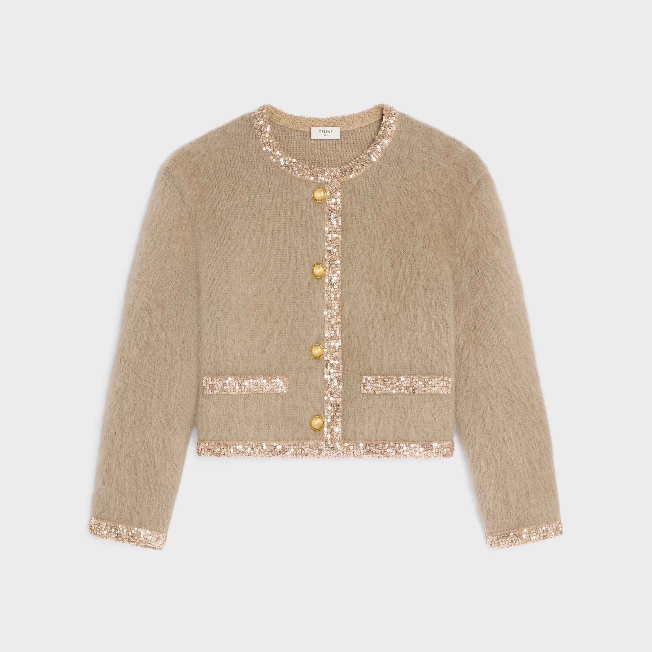 embroidered cardigan jacket in brushed mohair - 1