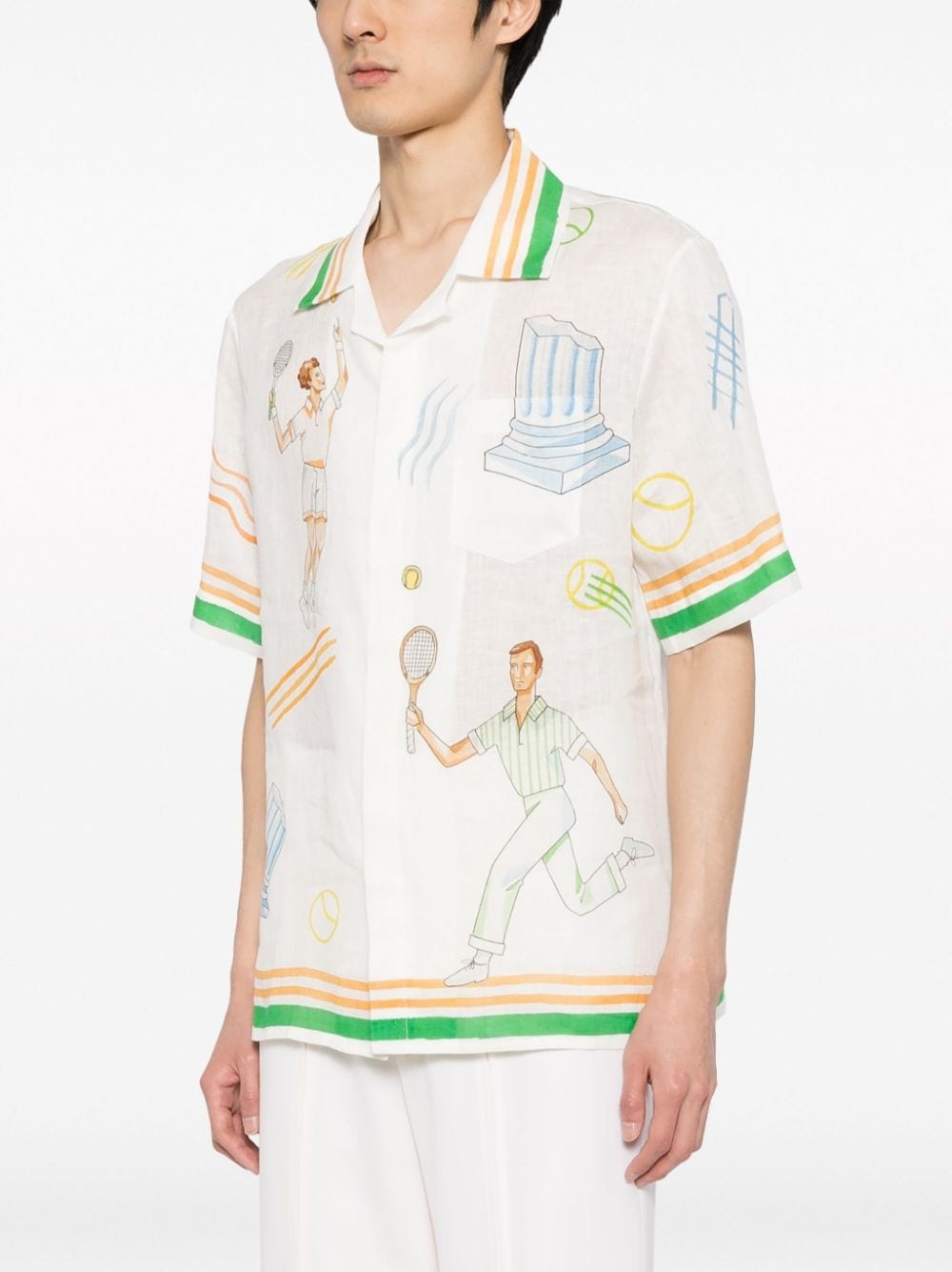 graphic-print linen shirt - 3