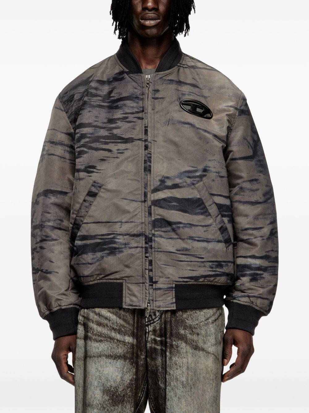 abstract-print bomber jacket - 3