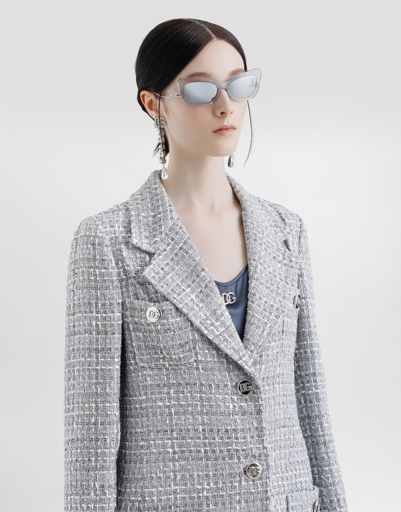 Single-breasted lamé tweed bouclé coat 4