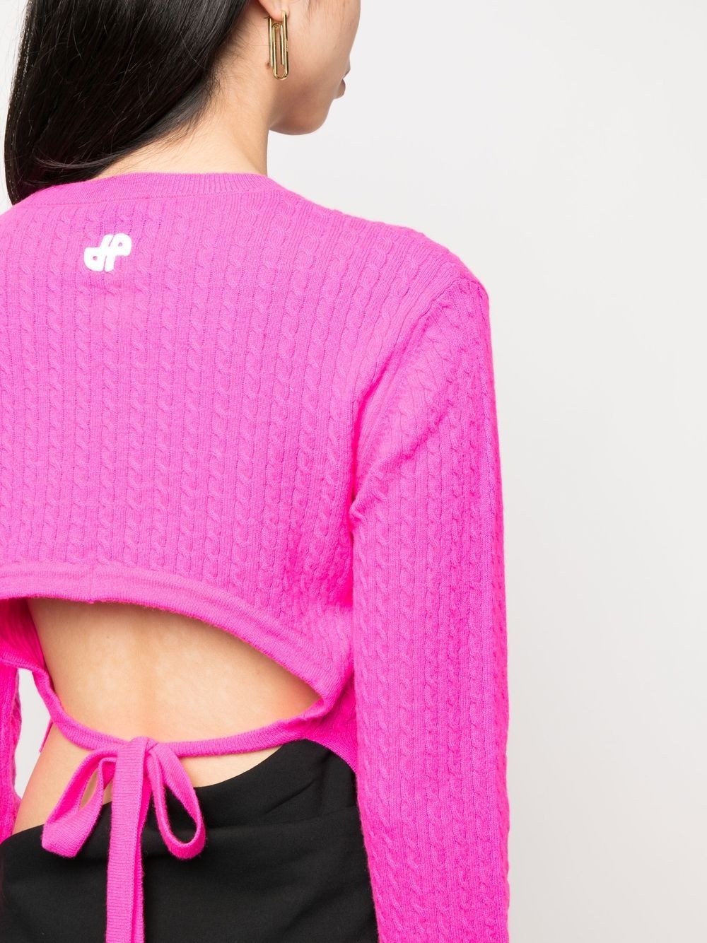 cable-knit rear-tie cropped jumper - 5