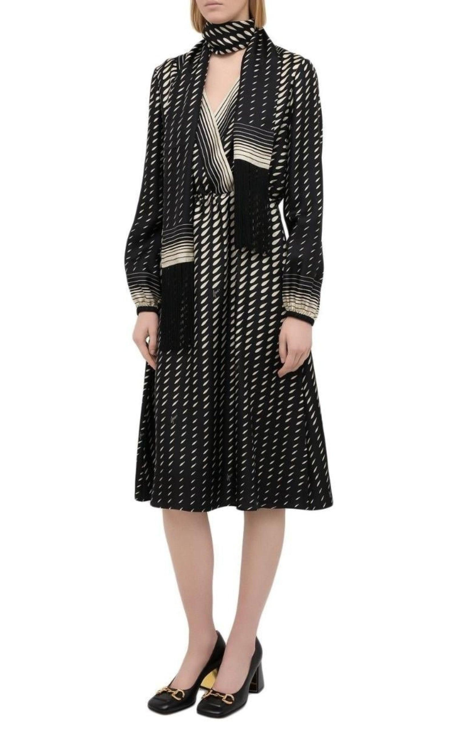 Printed Scarf Belted Wrap Dress - 4