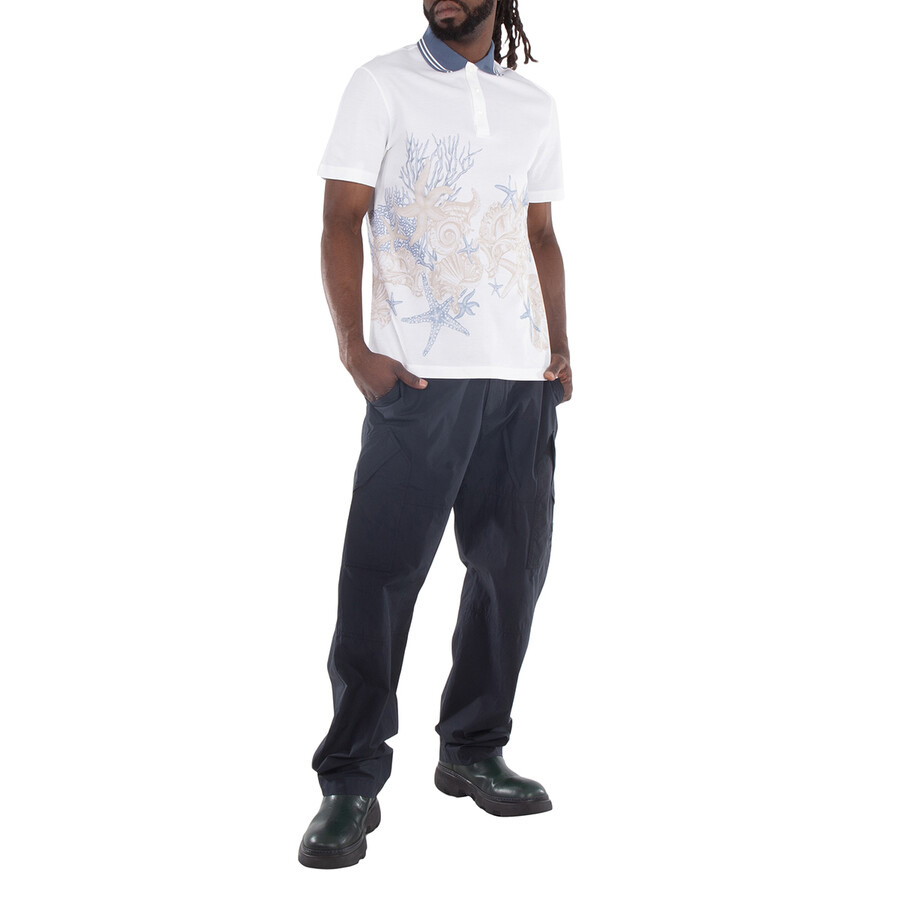Versace Starfish Print Cotton Polo Shirt - 4