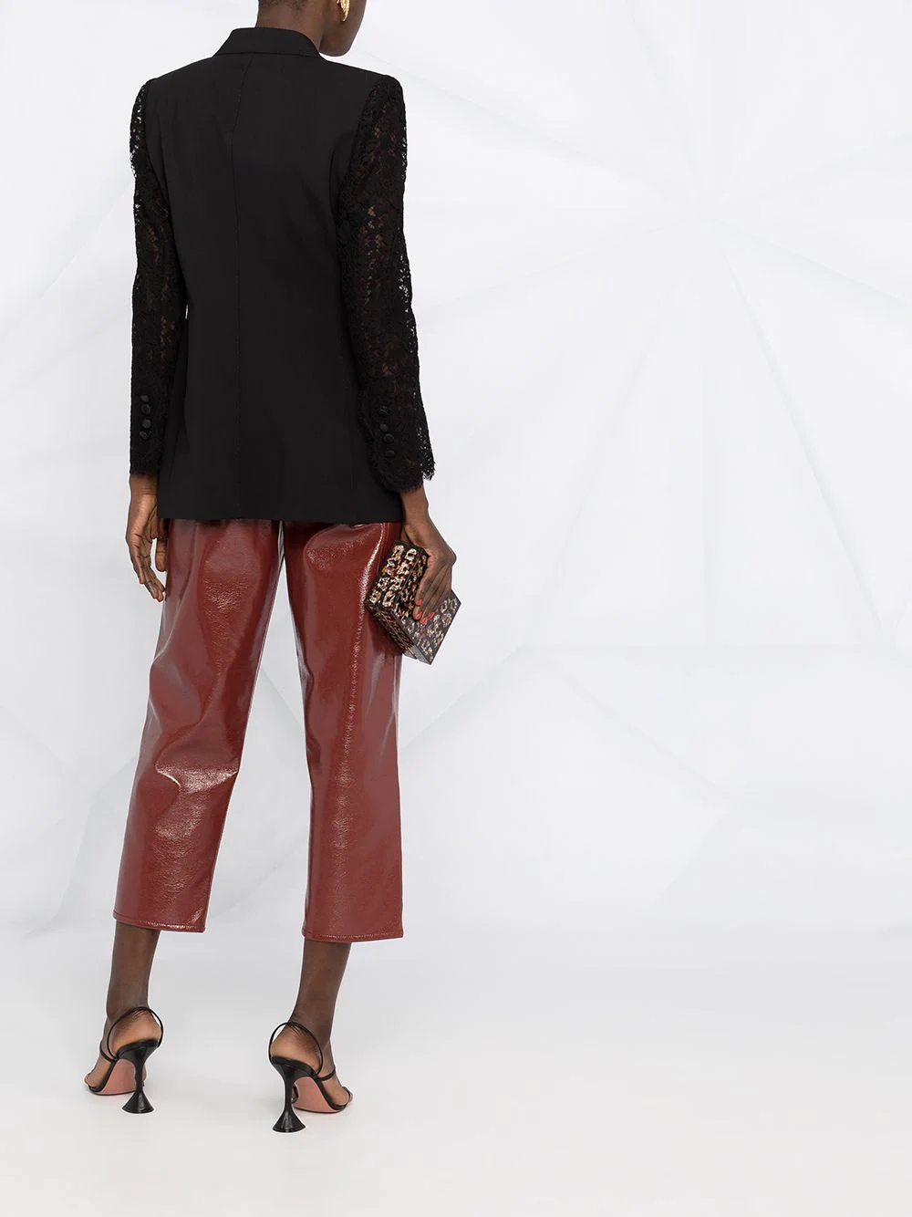 lace-sleeve blazer - 4