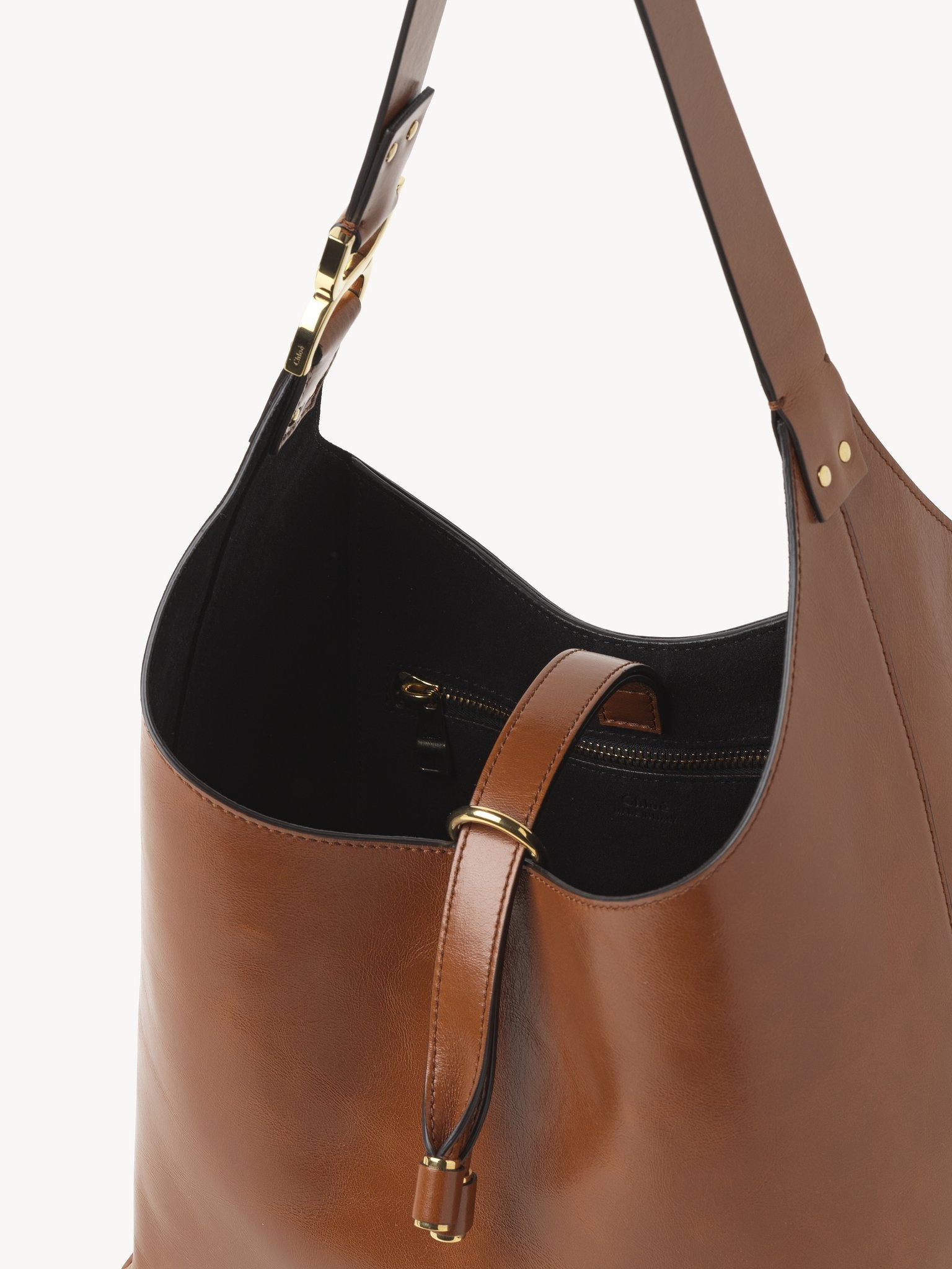 SMALL MARCIE HOBO BAG IN SHINY LEATHER - 5