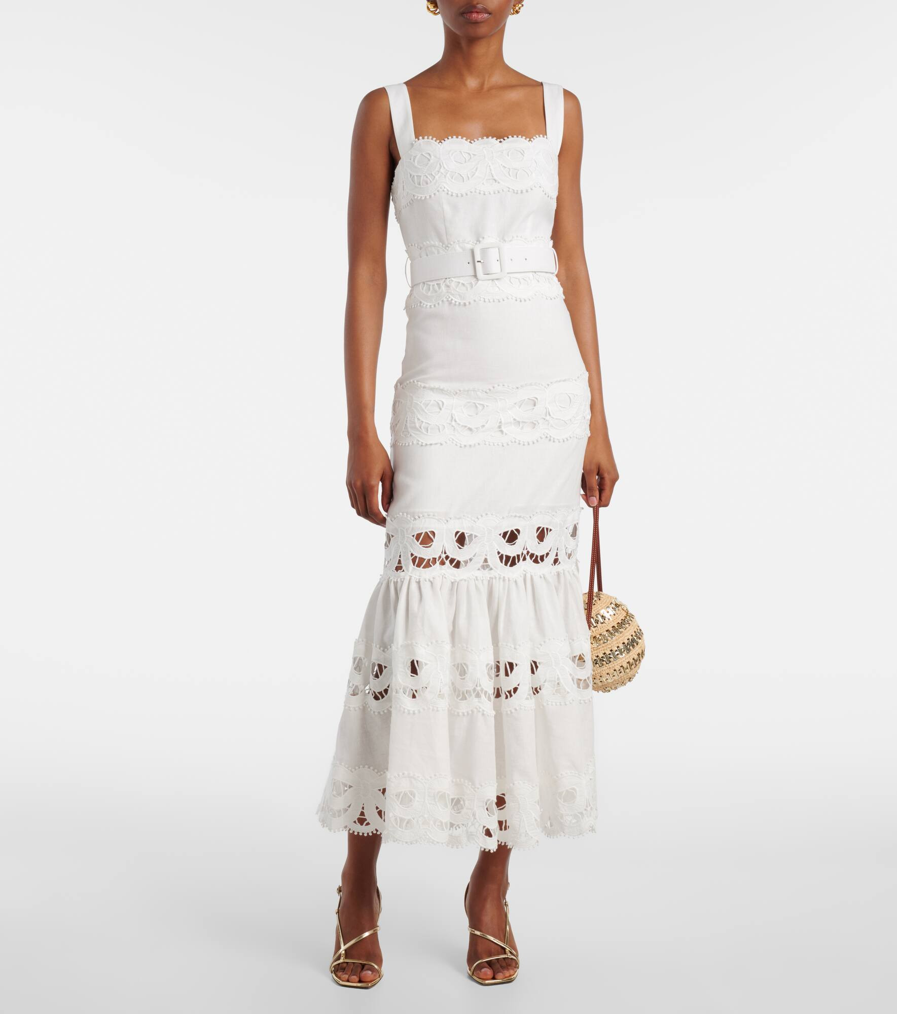 Lace-trimmed linen and cotton midi dress - 2