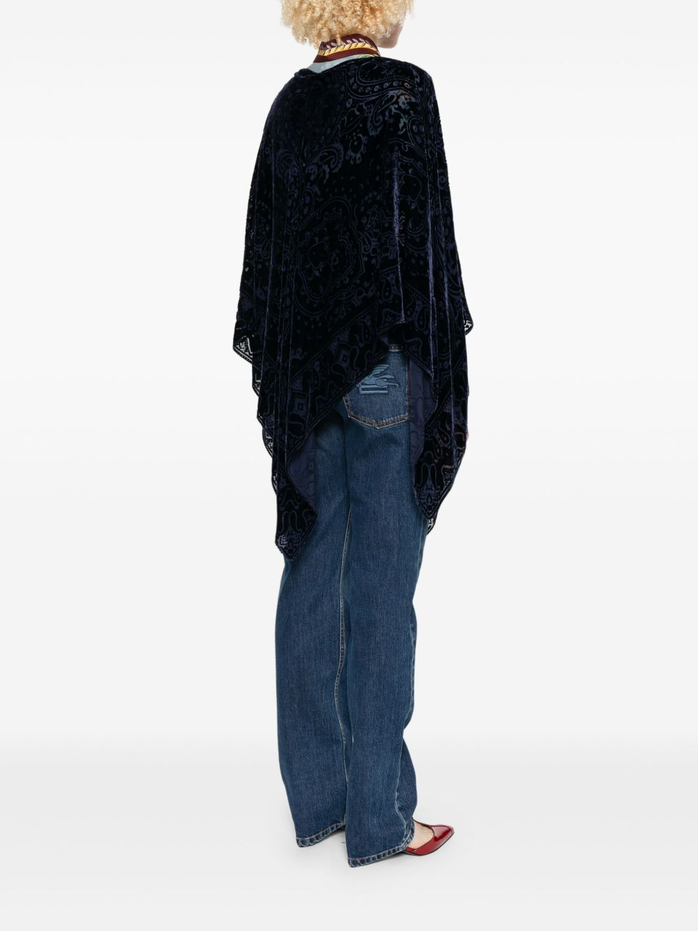 paisley-velvet poncho - 4