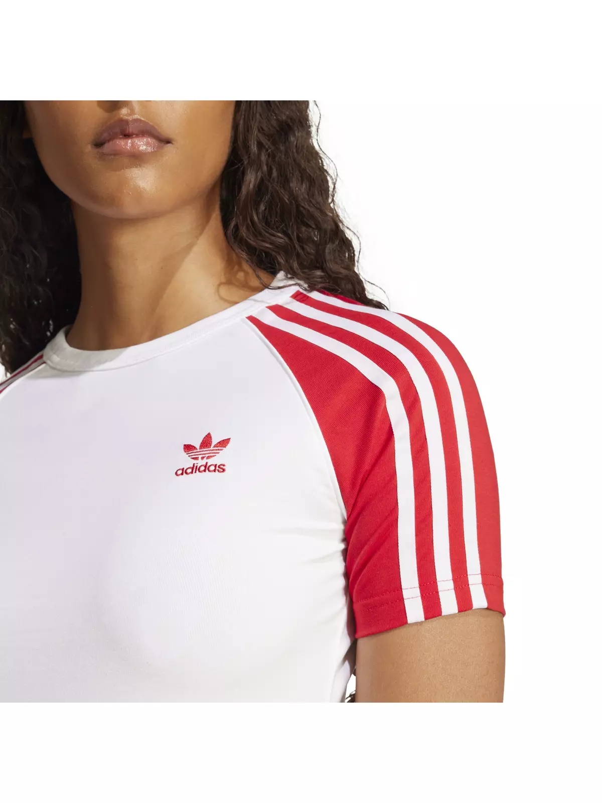 Originals Women's Adicolor 3-Stripes Raglan Slim T-Shirt -White/Red - 4