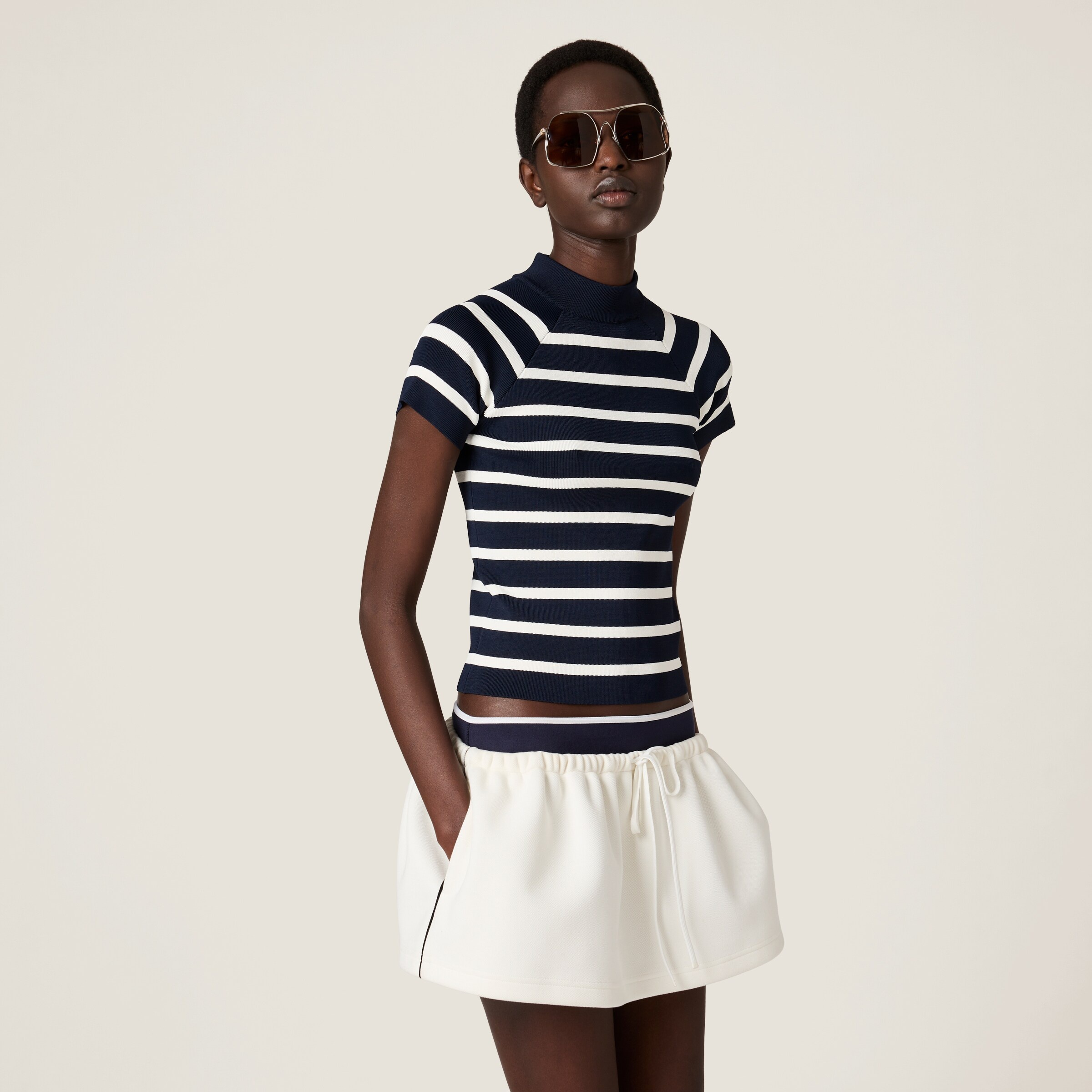 Striped mock turtleneck sweater - 4