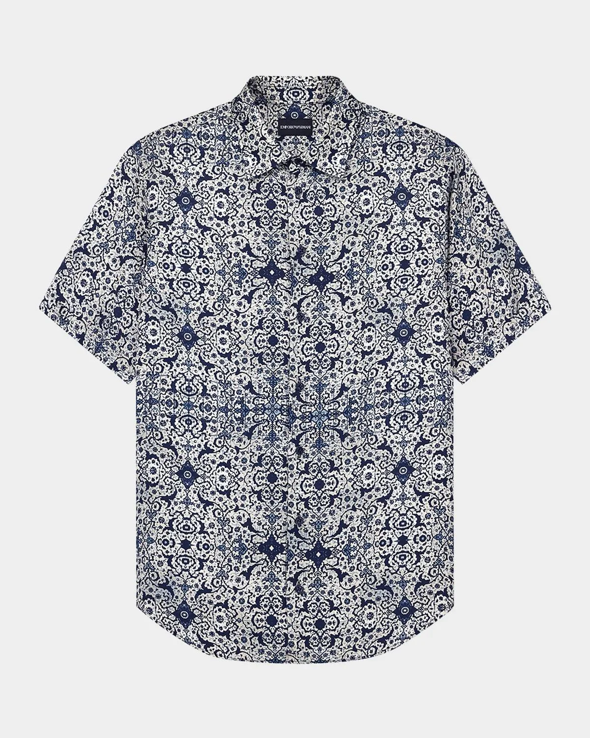Men's Floral Abstract Short-Sleeve Shirt - 1